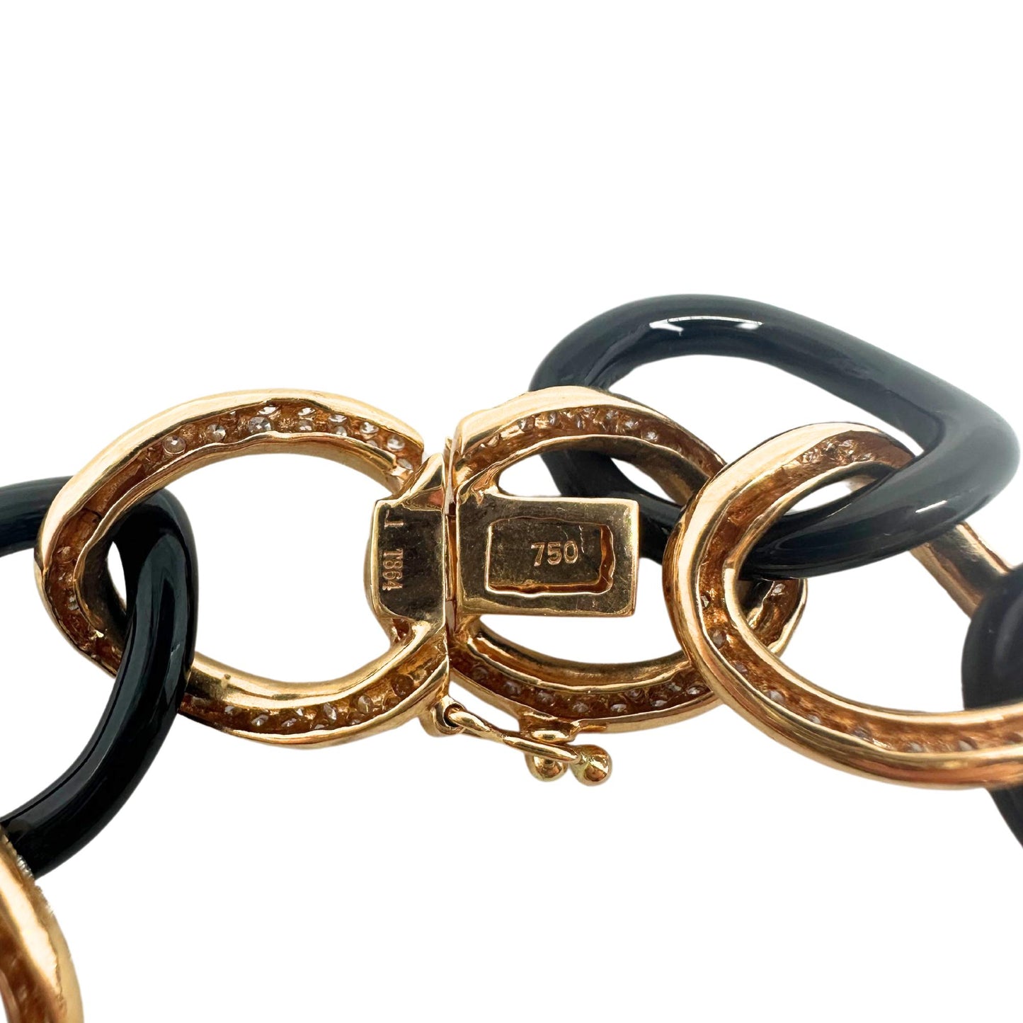 18K Rose Gold Diamond and Onyx Link Bracelet
