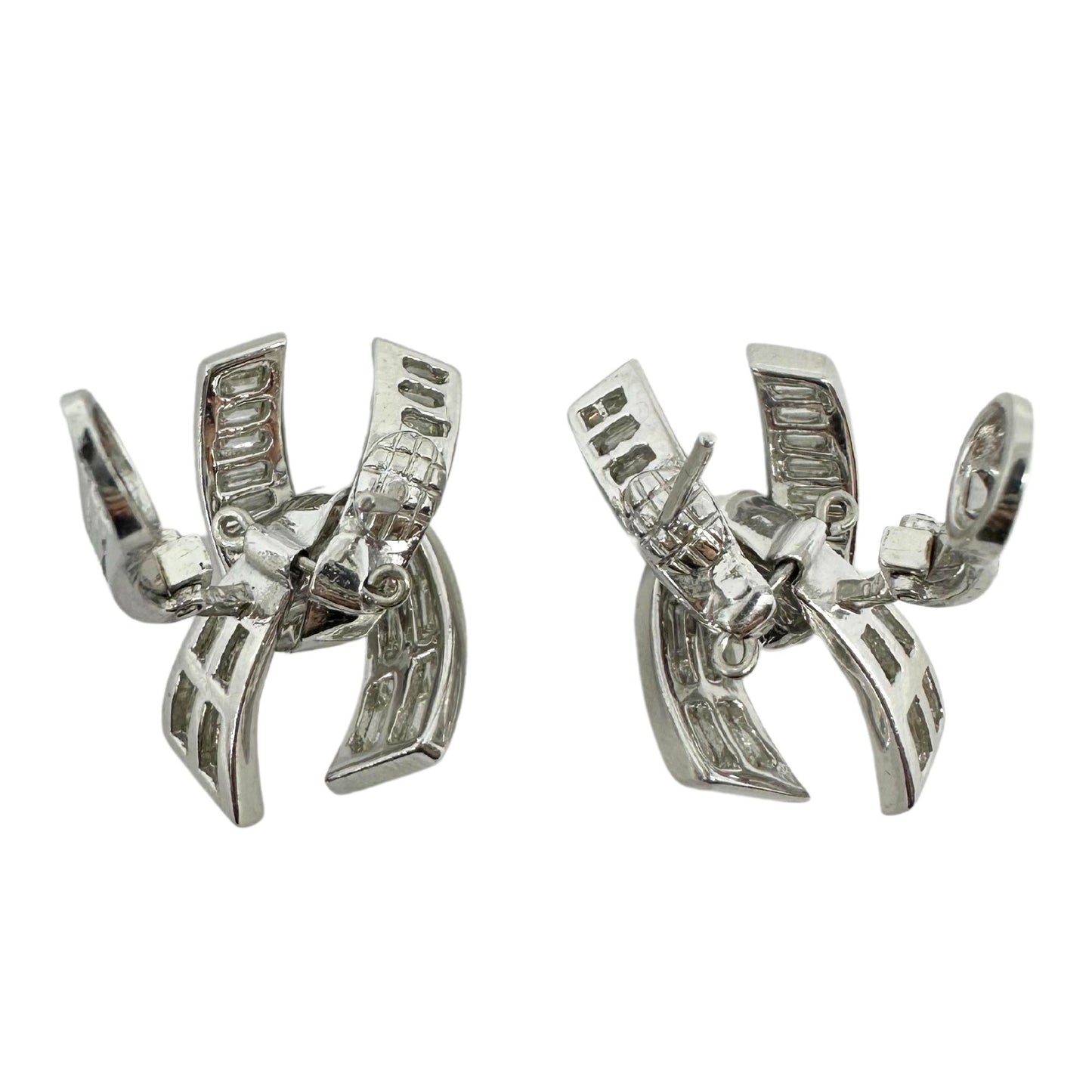 Platinum Baguette Cut Diamond Earrings