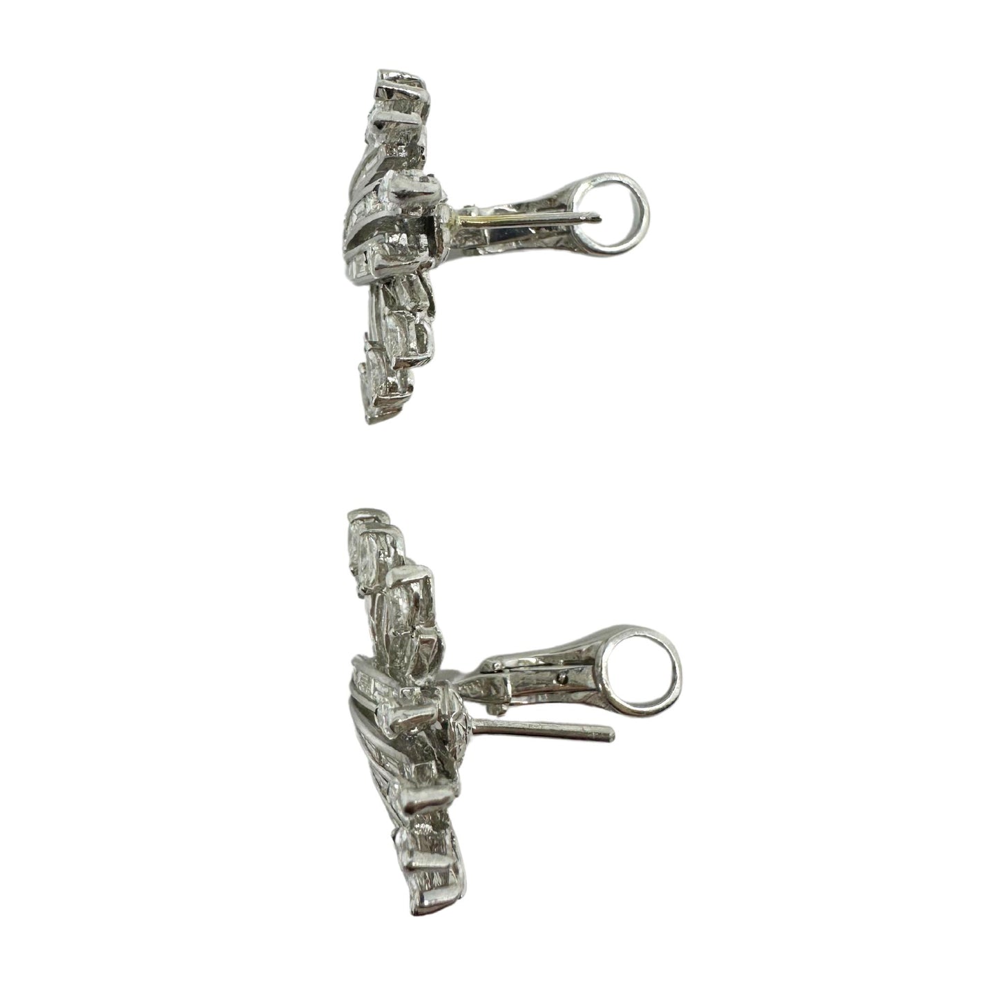 Platinum 5.38 Carat Marquise and Baguette Cut Diamond Earrings