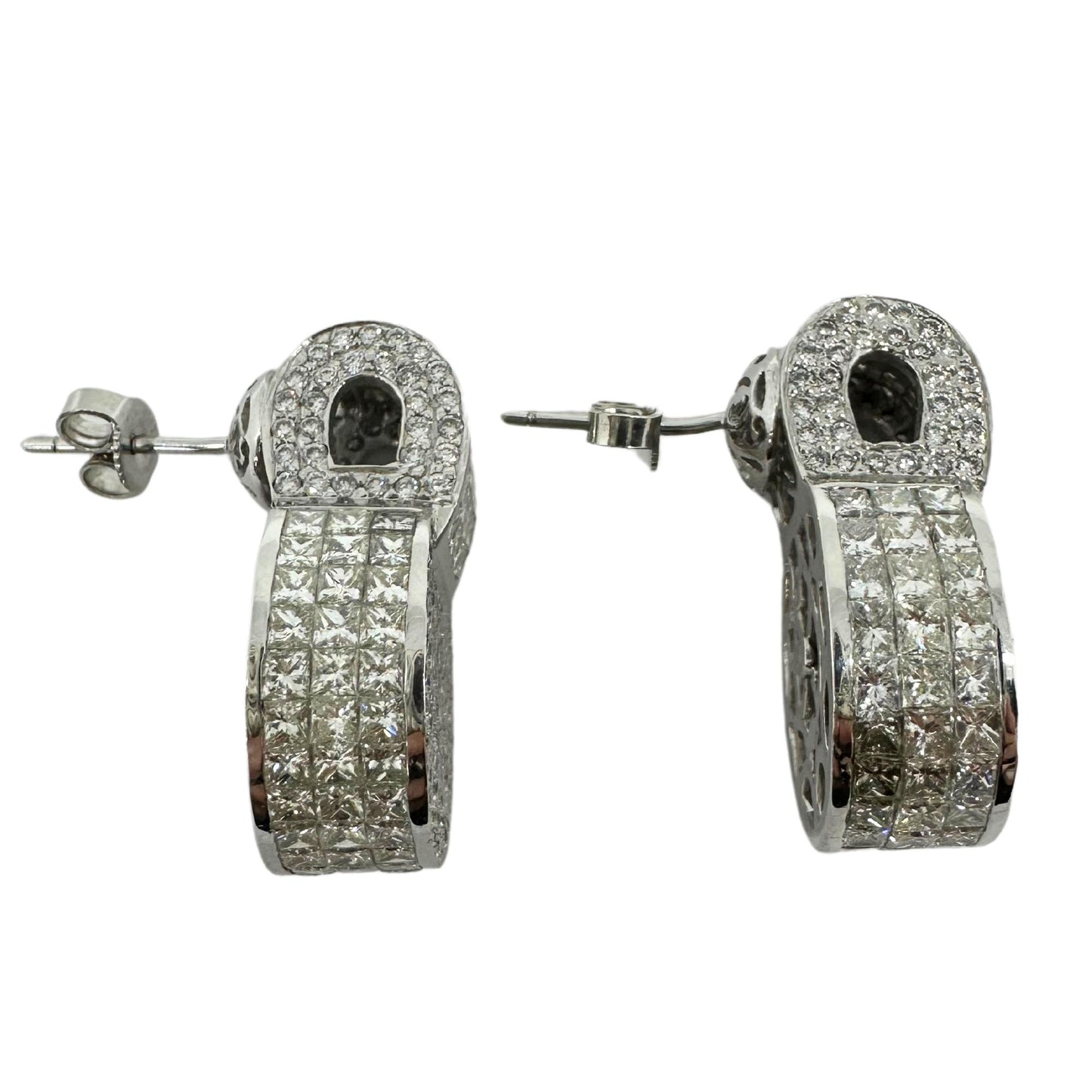 18K White Gold Princess Cut Diamond Earrings