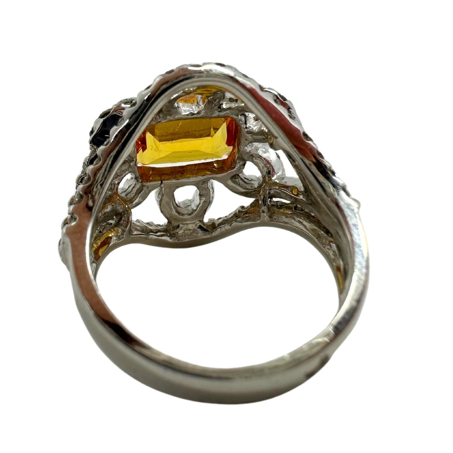 18k White Gold Yellow Sapphire and Diamond Flower Ring