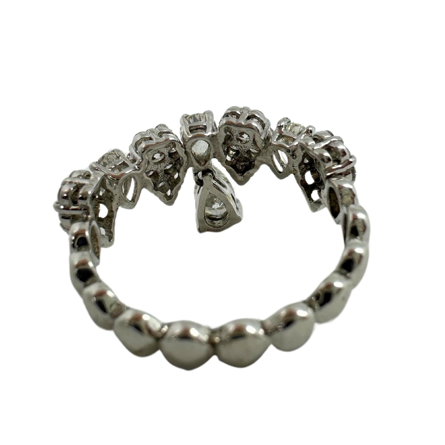 18K White Gold Pear Cut Diamond Dangling Band Ring