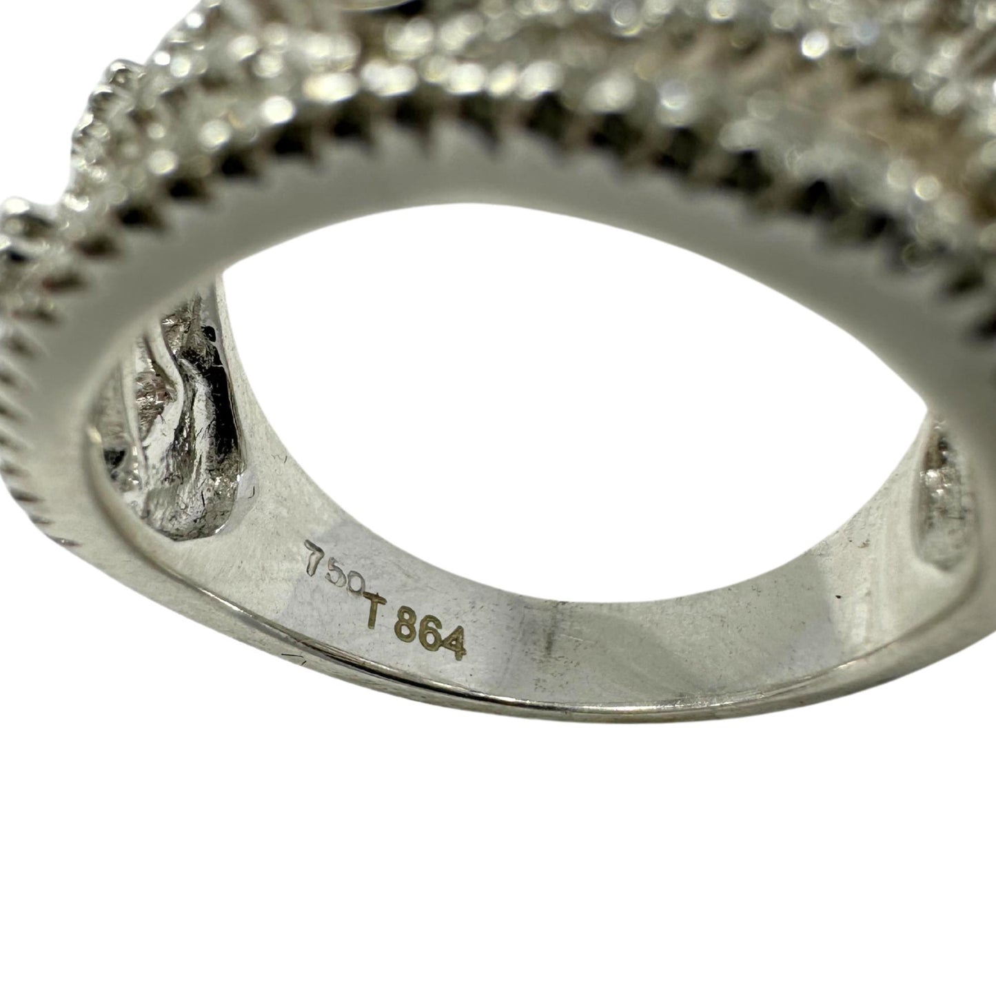 18K White Gold Diamond Wide Band Ring