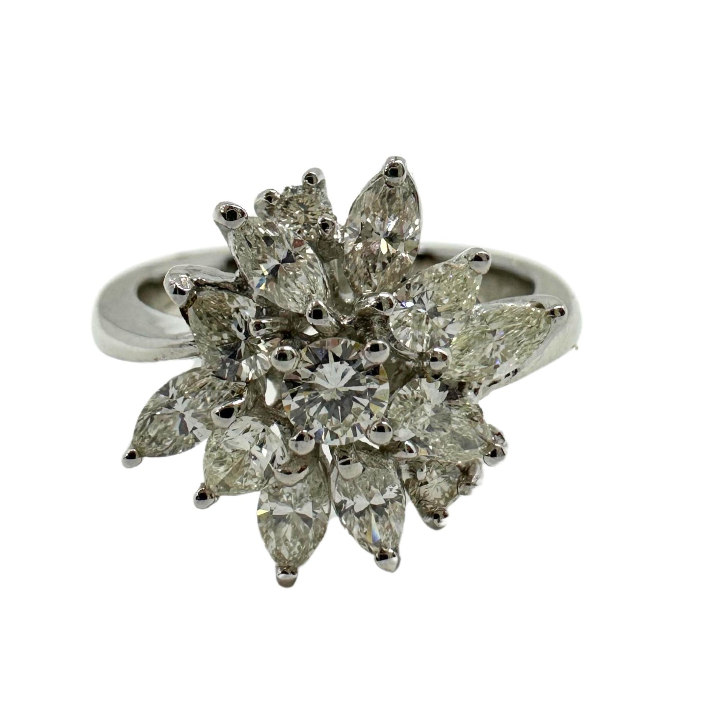 18K White Gold Marquise and Pear Cut Diamond Ring