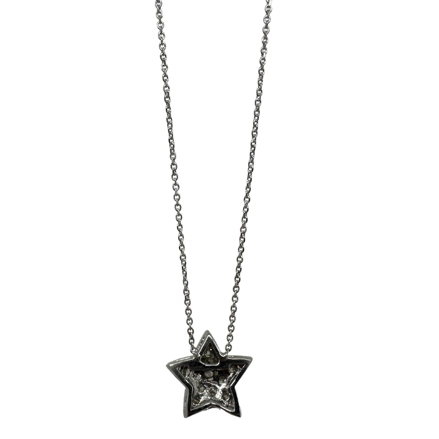18K White Gold Diamond Star Pendant with 14K Chain