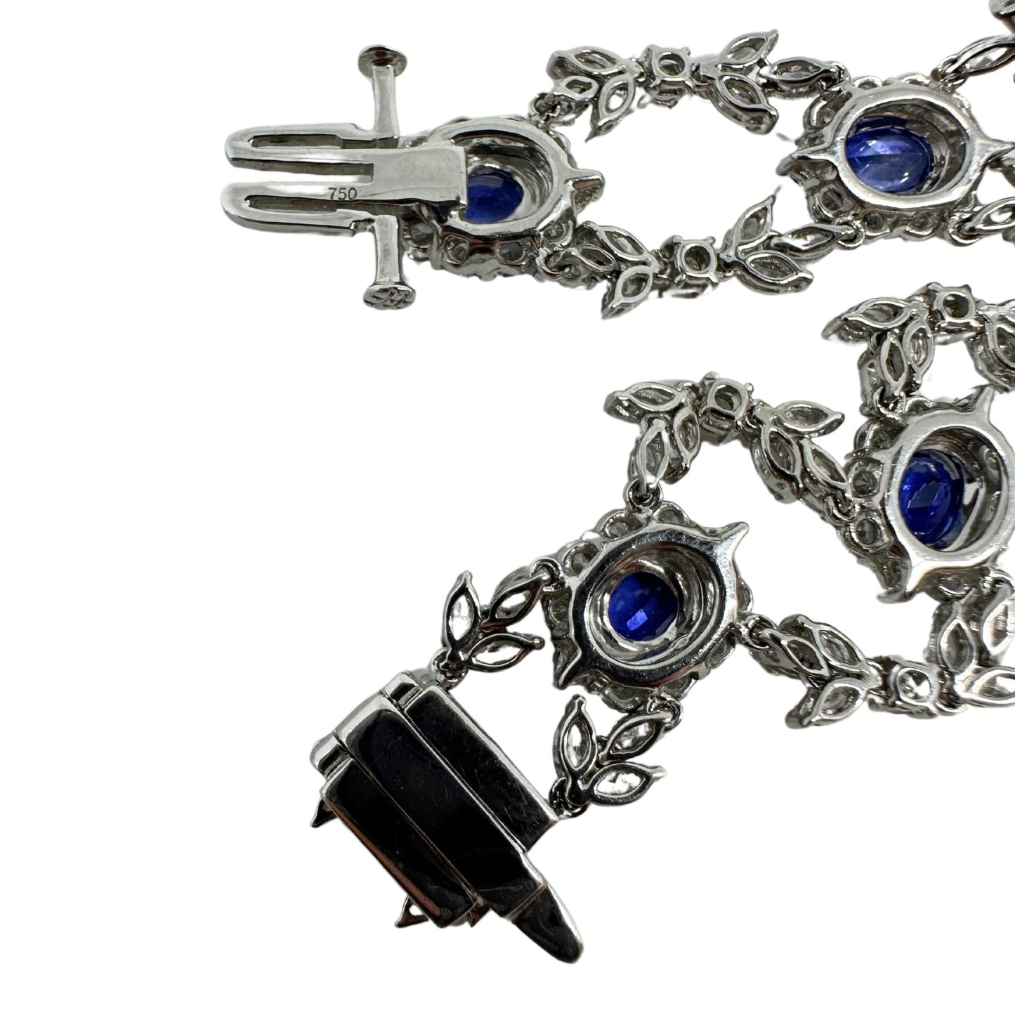 18K White Gold Diamond and Sapphire Bracelet - 7.5 inches