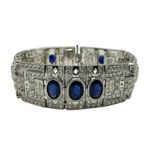 18K White Gold Diamond and Sapphire Bracelet