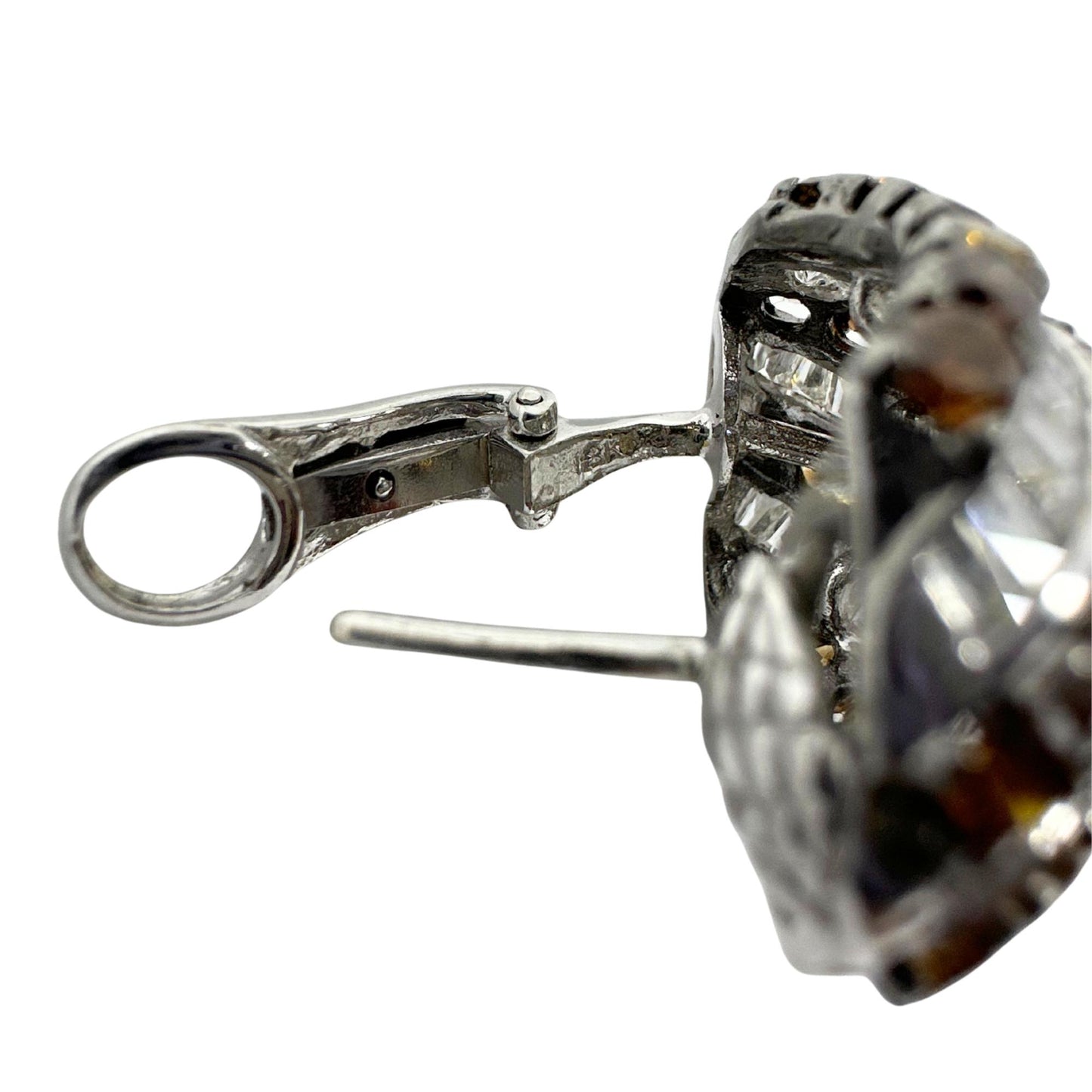 18K White Gold 9.31 Carat Tapered Baguette Cut White and Brown Diamond Earrings