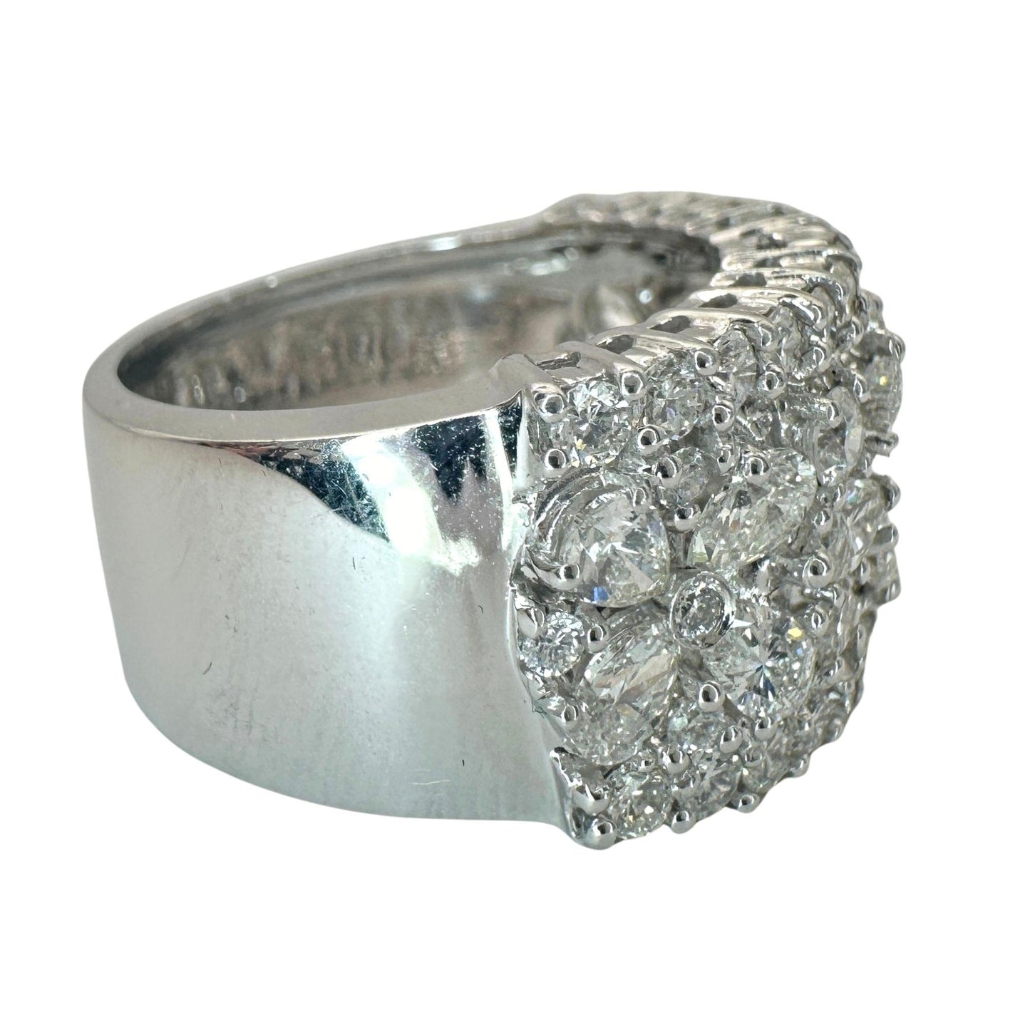 18k Pear and Marquise Cut Diamond Wide Band Ring