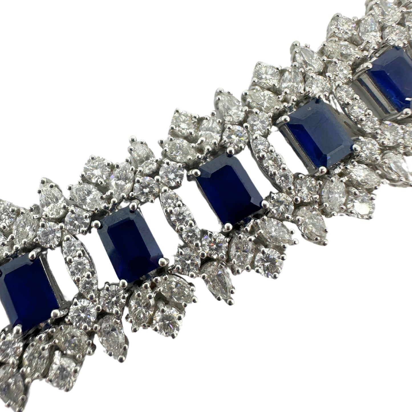 18K White Gold Diamond and Sapphire Bracelet