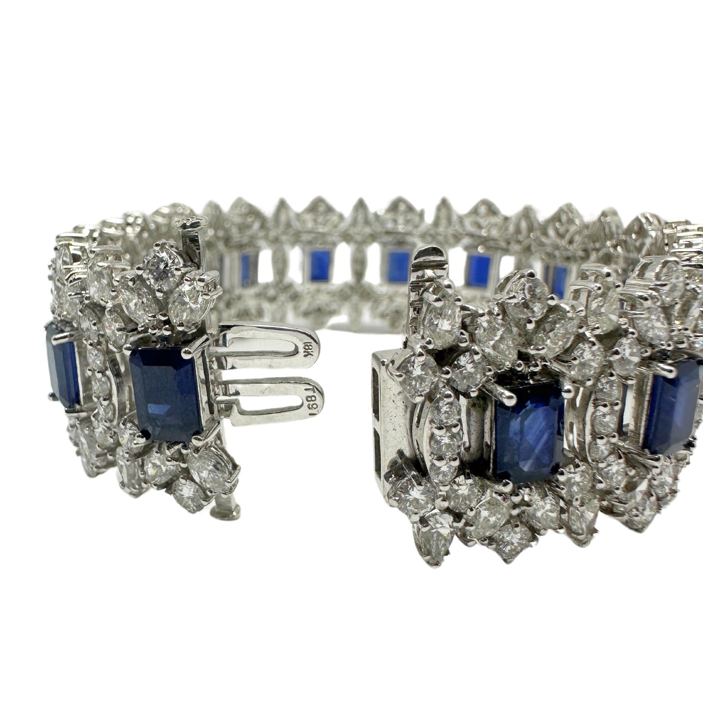 18K White Gold Diamond and Sapphire Bracelet