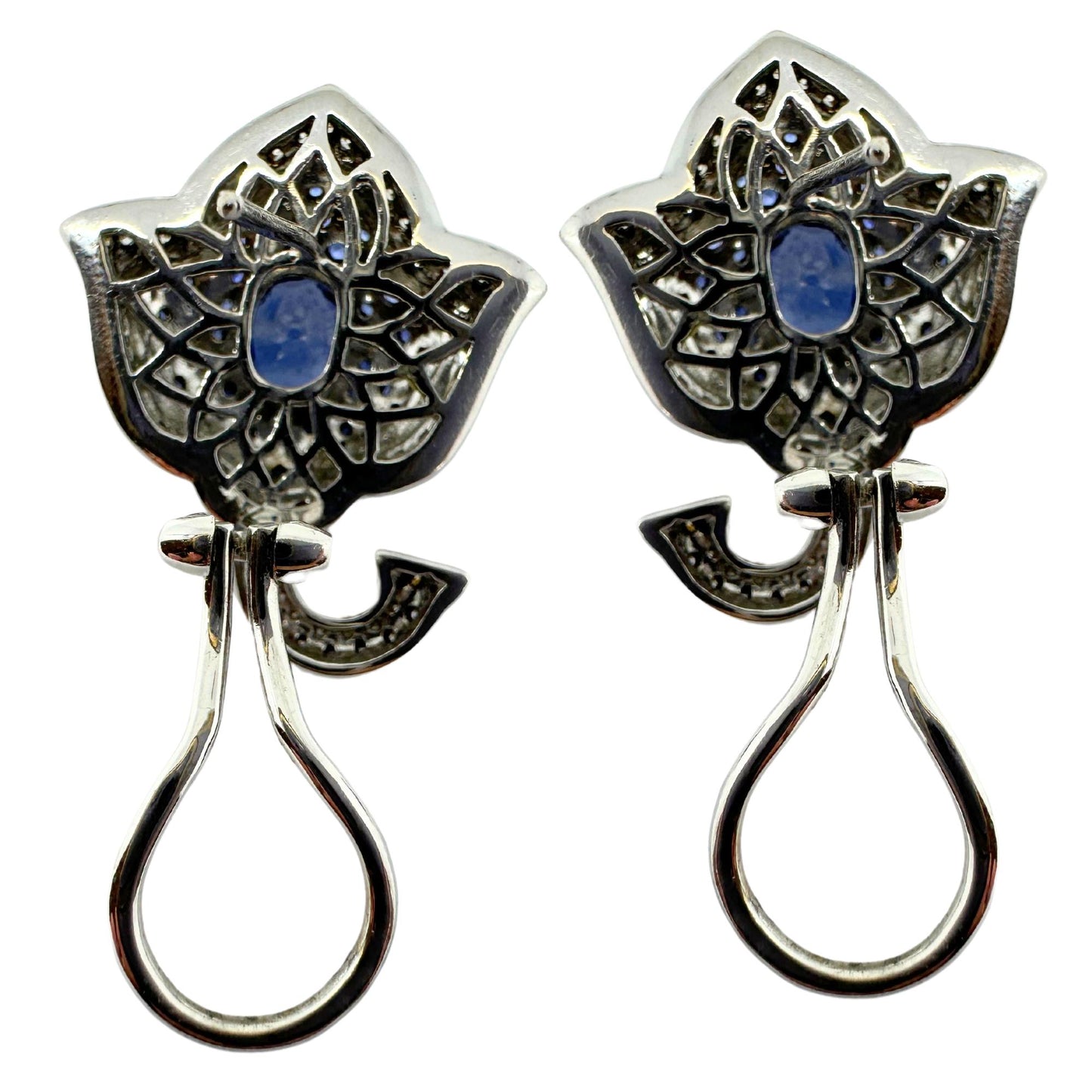 18k White Gold Diamond and Sapphire Earrings