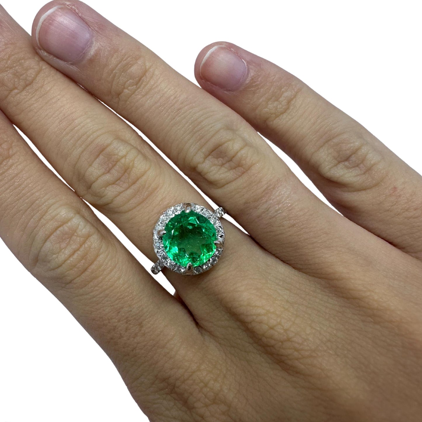 18k Diamond and Emerald Ring