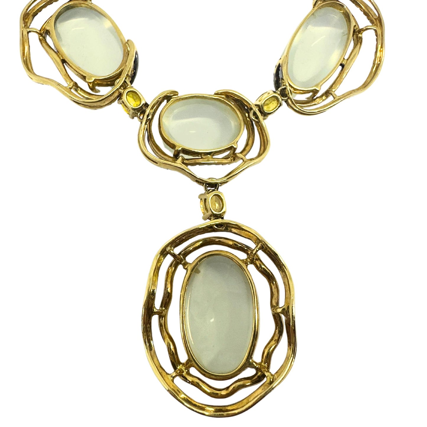 18K Yellow Gold Diamond, Yellow Sapphire and Moonstone Necklace