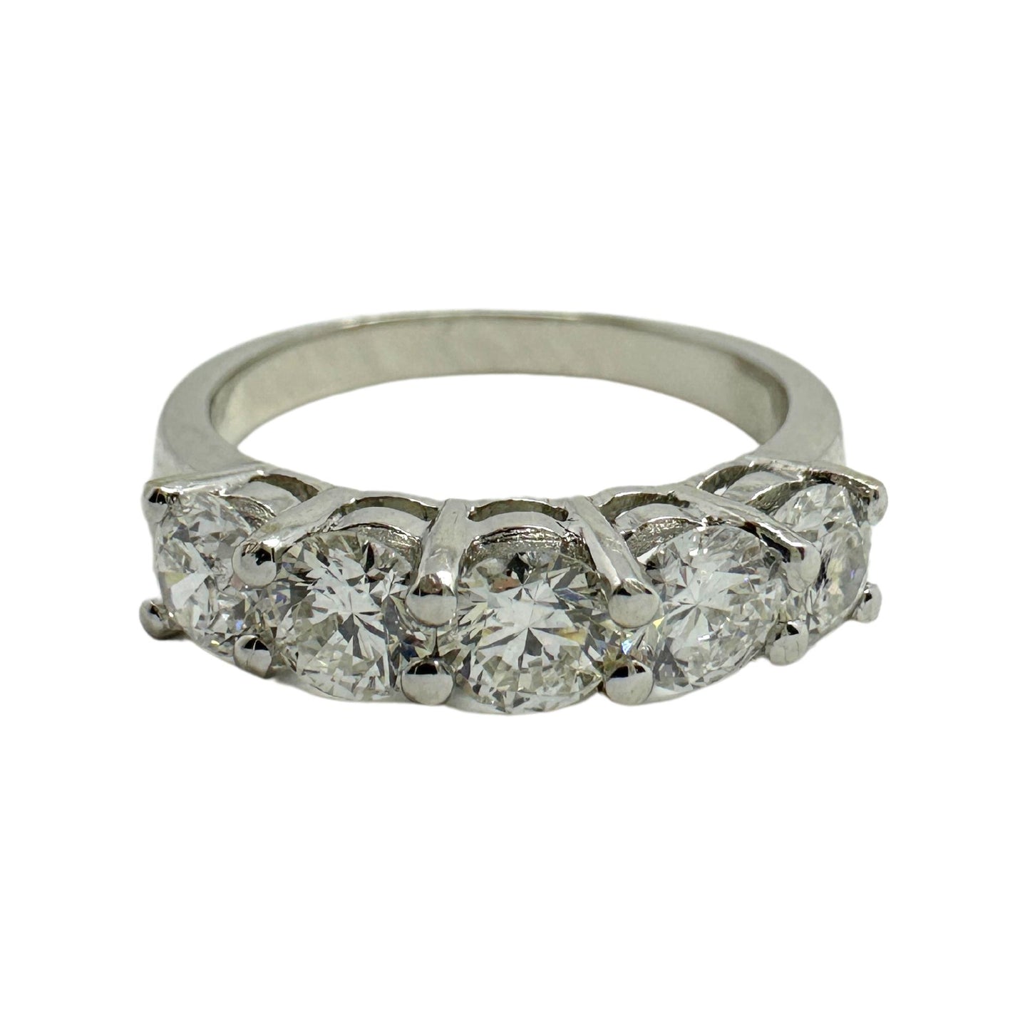 18K White Gold Five Stone Diamond Band