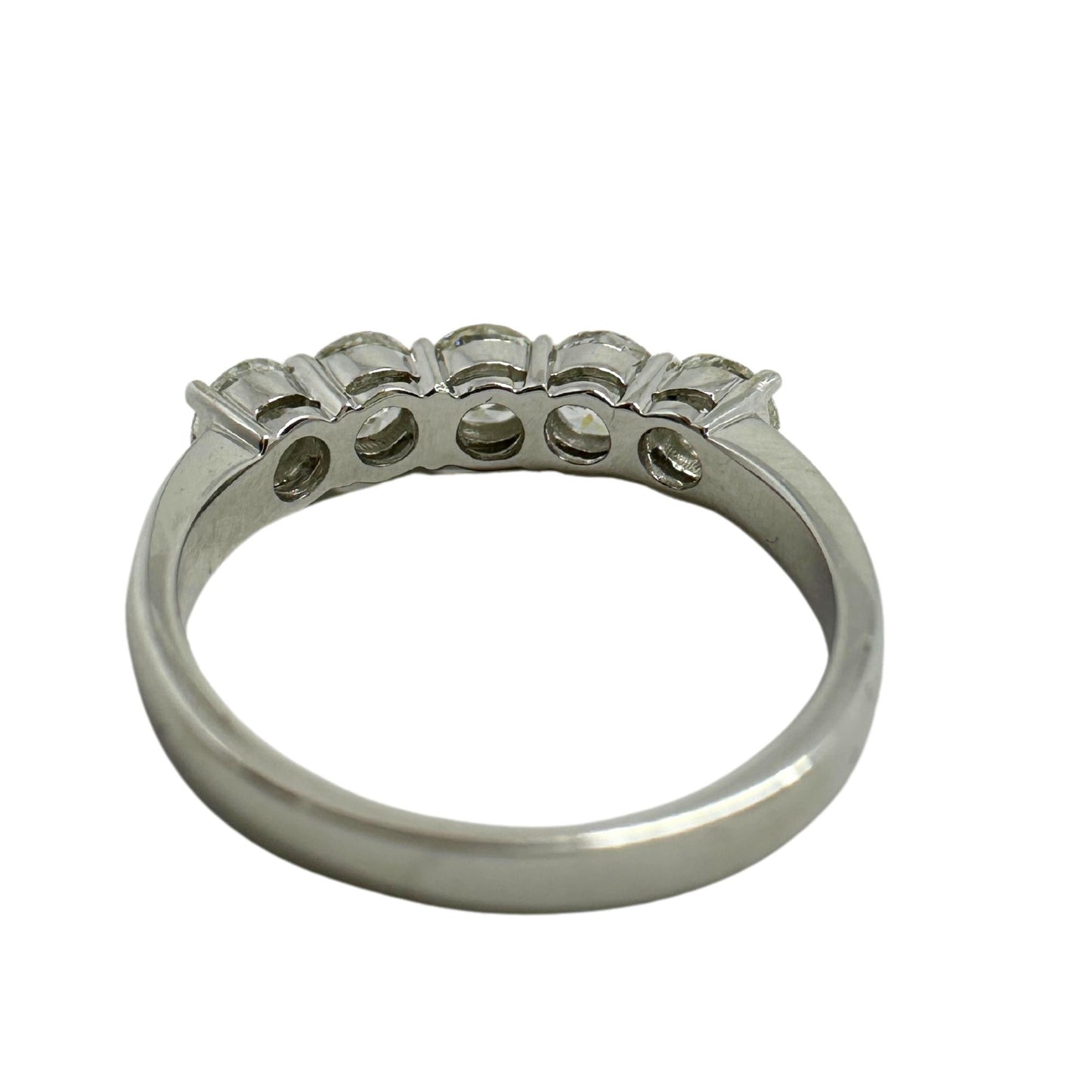 18K White Gold Five Stone Diamond Band Ring