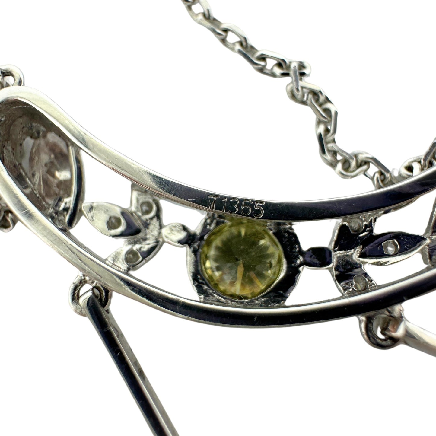 18k White Gold Multicolor Diamond and Brown Briolette Necklace