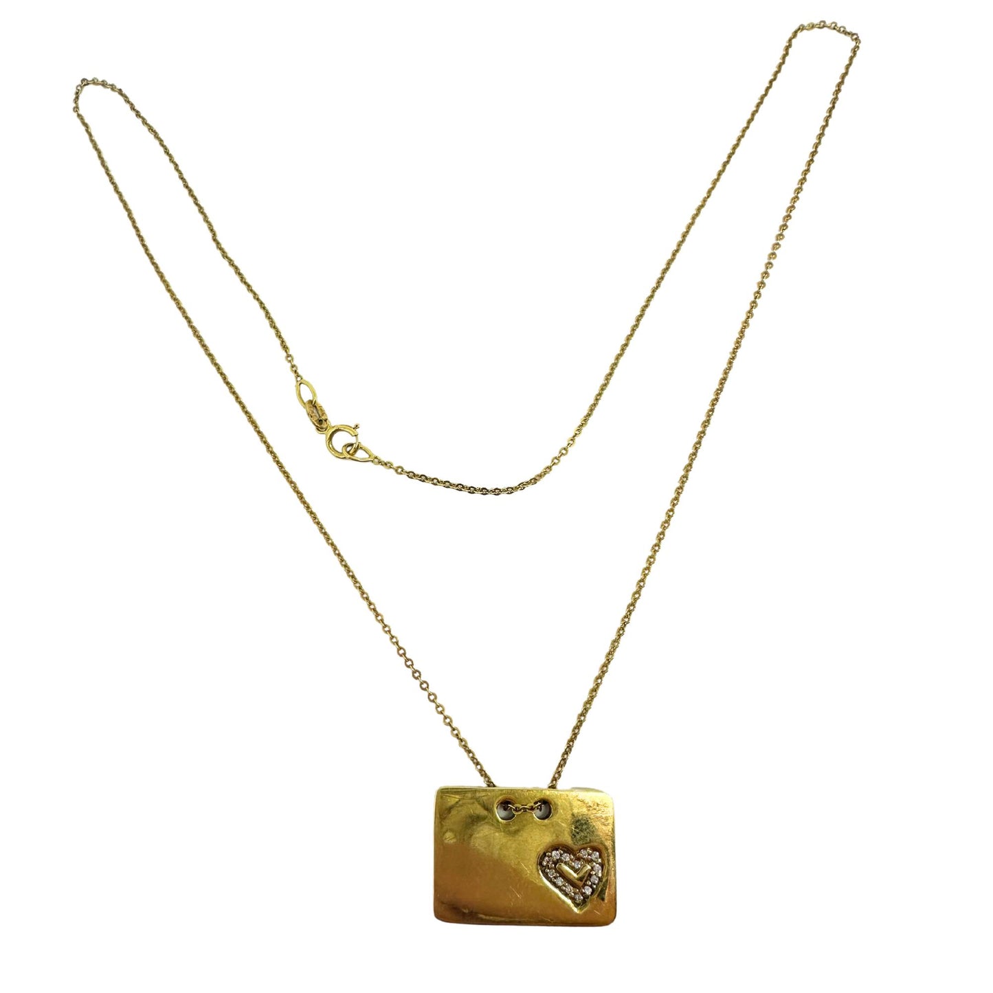 14K Yellow Gold Heart Tag Pendant Necklace