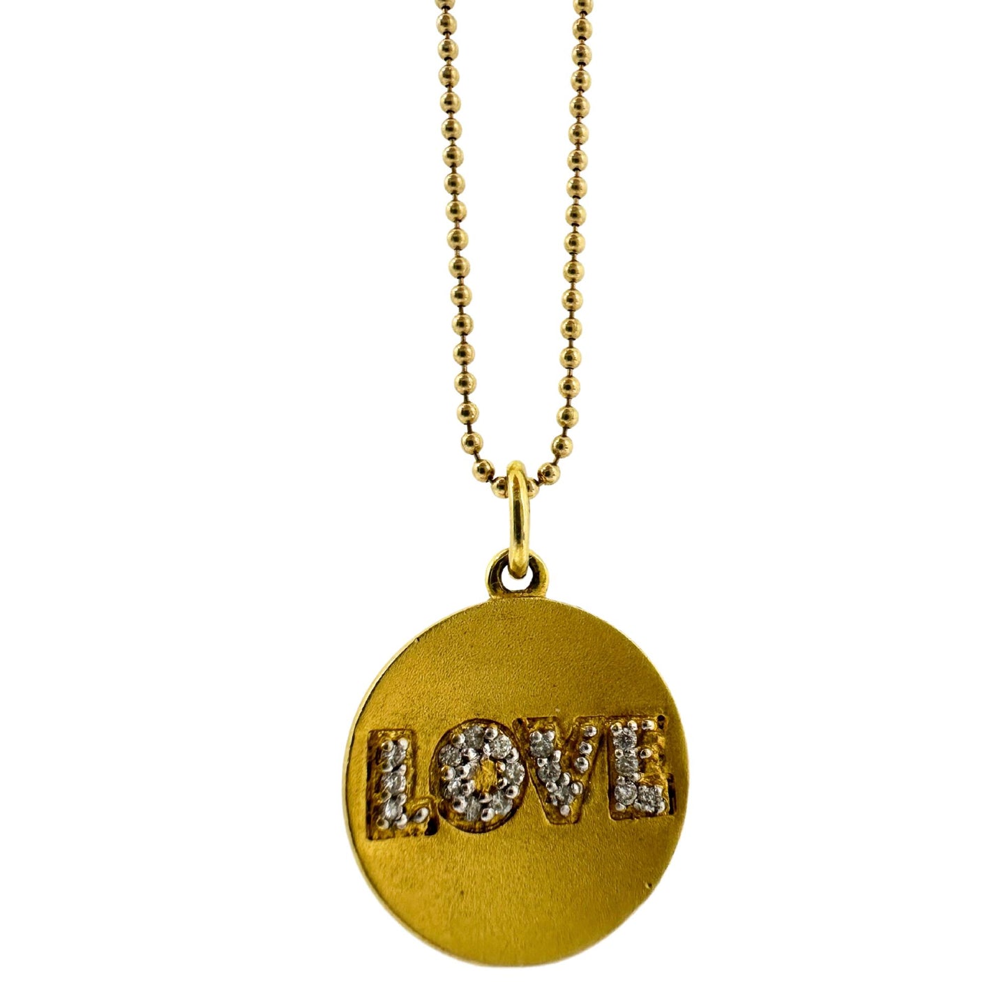 14K Yellow Gold Diamond Love Pendant Necklace