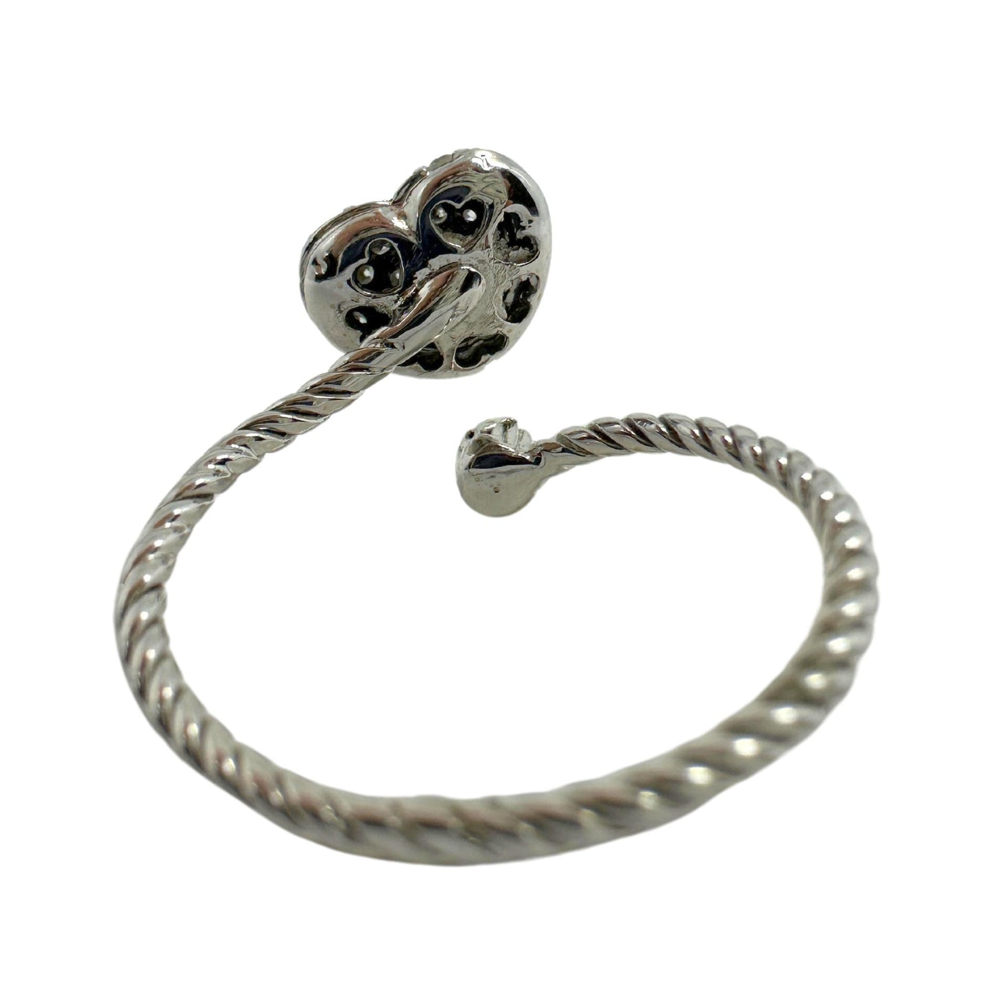 18K White Gold Diamond Heart Bypass Ring