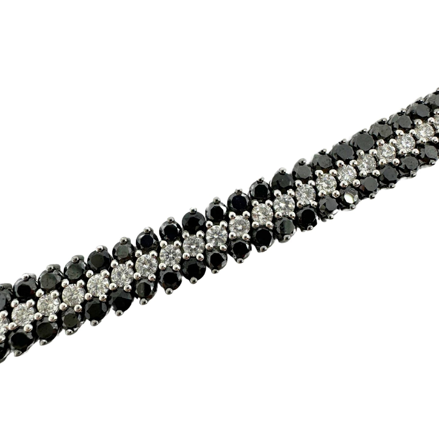 18k White Gold Black and White Diamond Tennis Bracelet