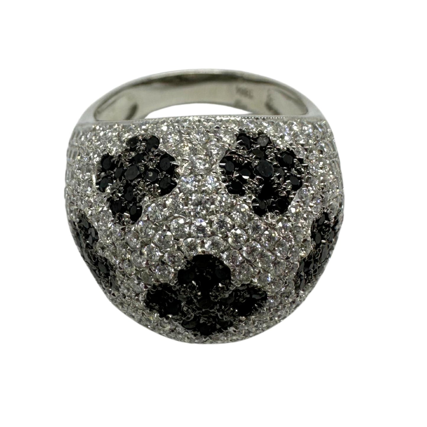 18K White Gold Black and White Diamond Dome Ring