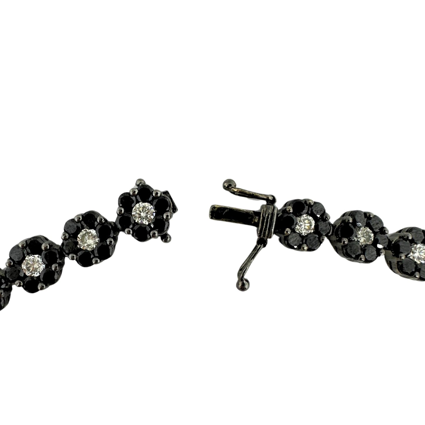 18K Black and White Diamond Flower Necklace