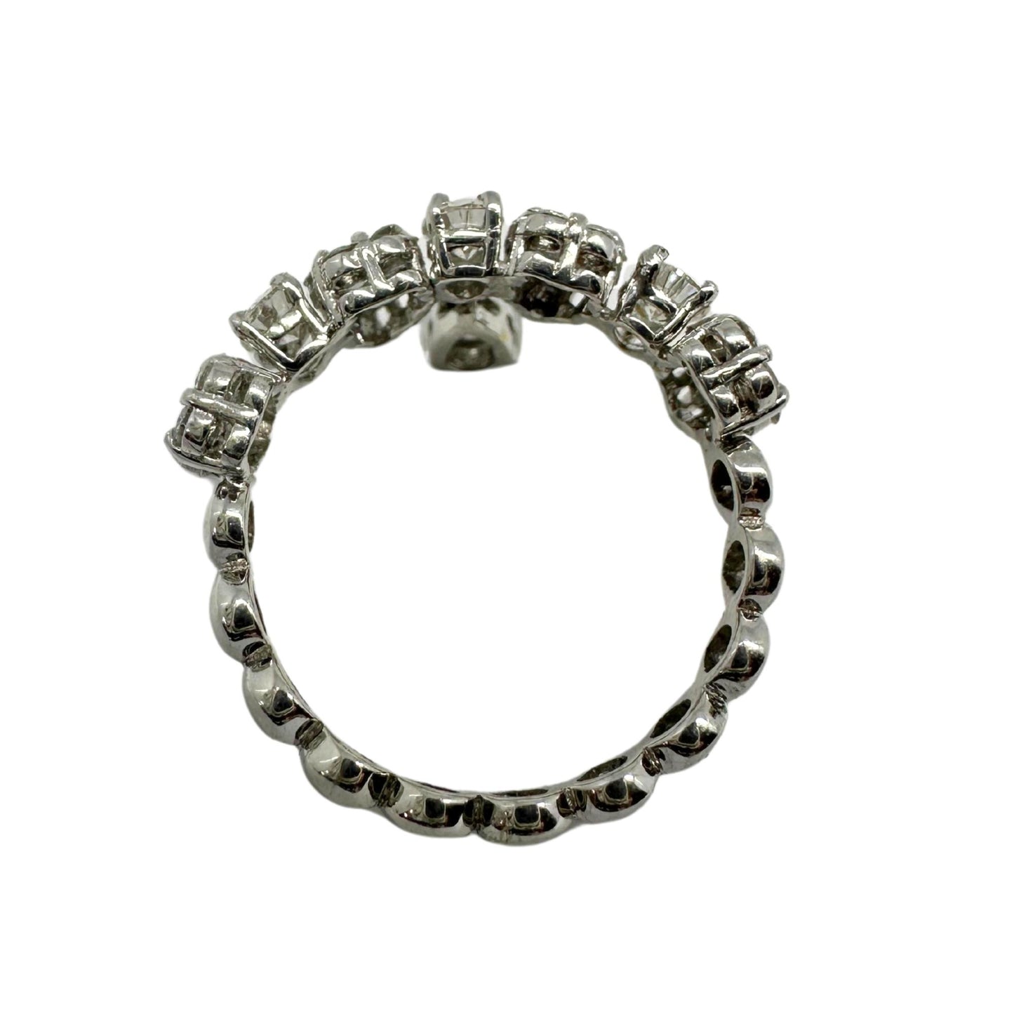 18K White Gold Pear Cut Diamond Dangling Band Ring