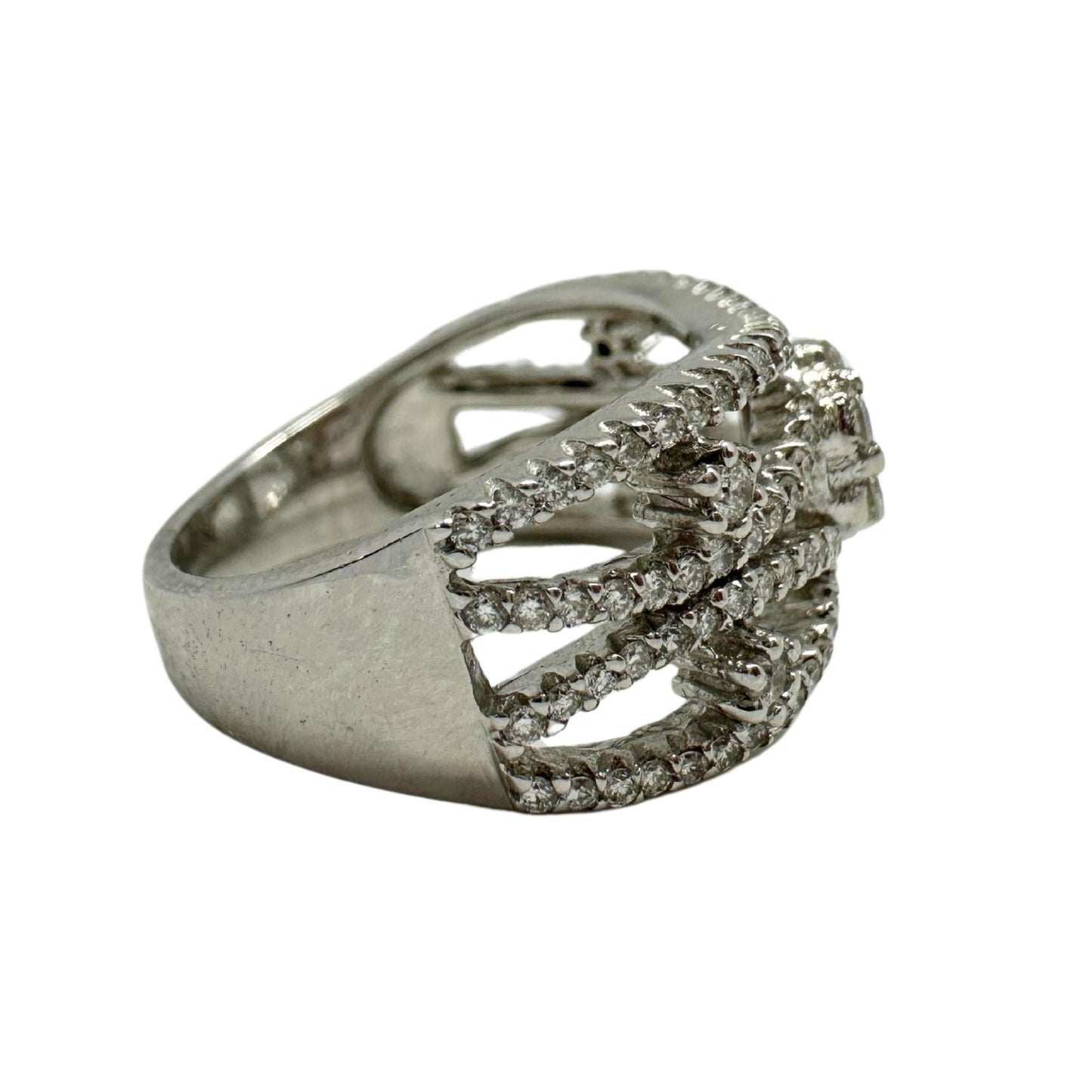 18K White Gold Diamond Wide Band Ring