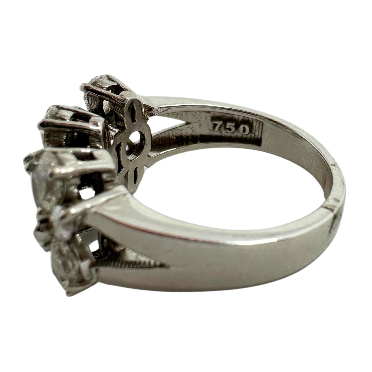 18K White Gold 2.05 Carat Marquise and Pear Cut Diamond Wide Band Ring