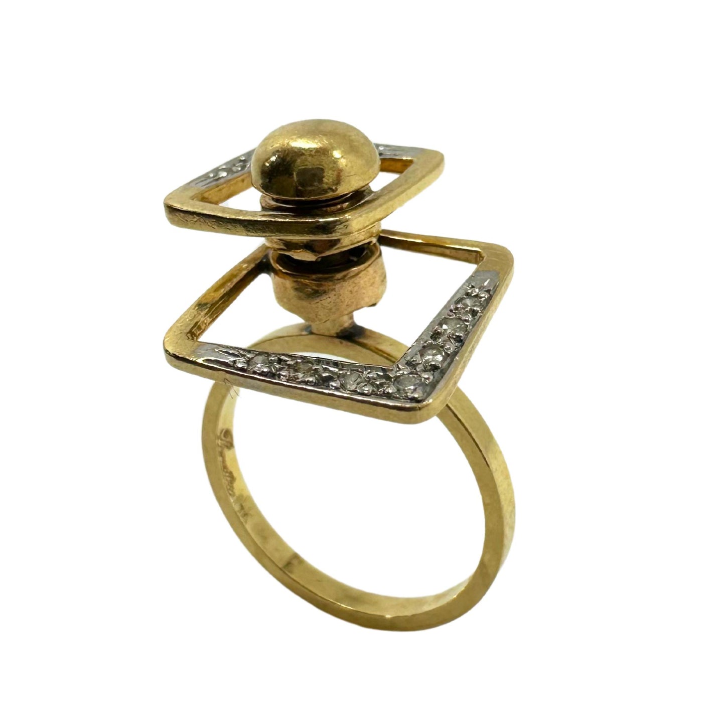 14K Estate Yellow Gold Diamond Fidget Spinning Ring