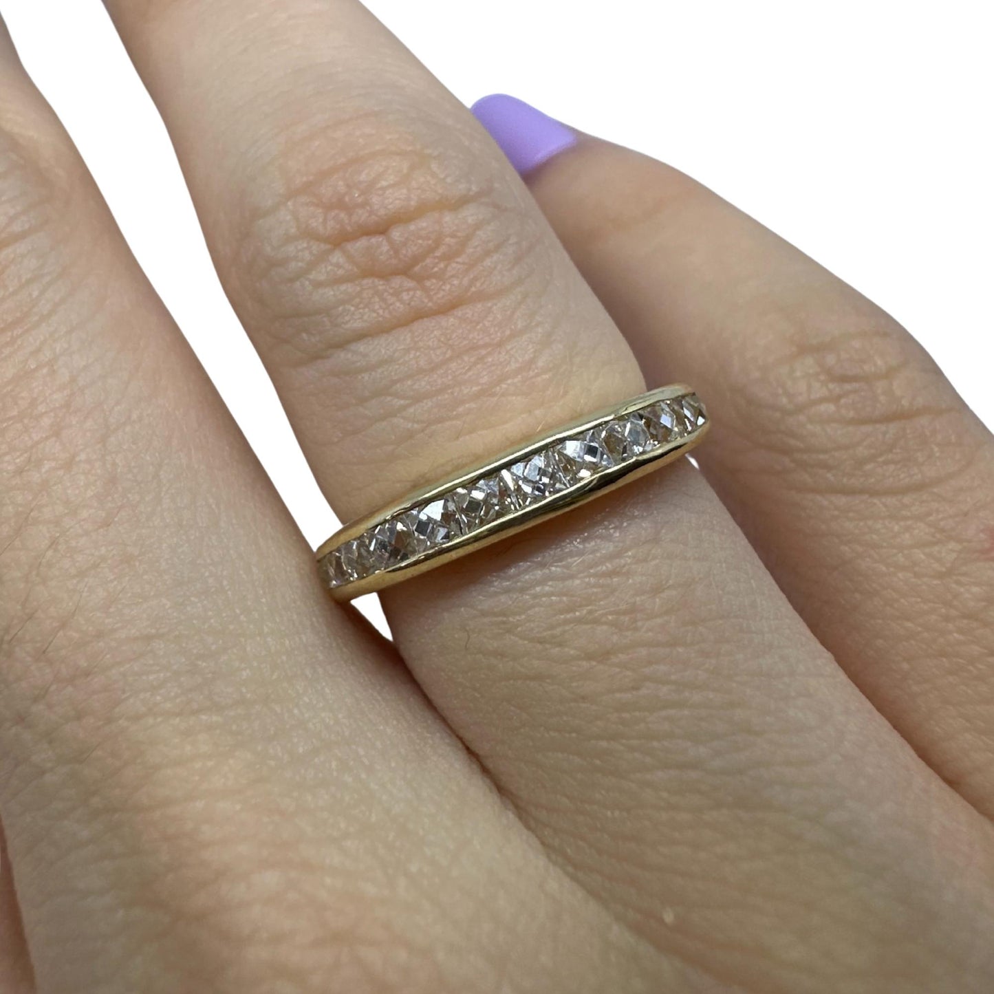 14K Yellow Gold 0.84 Carat Repurposed French Cut Diamond Band - Size 6