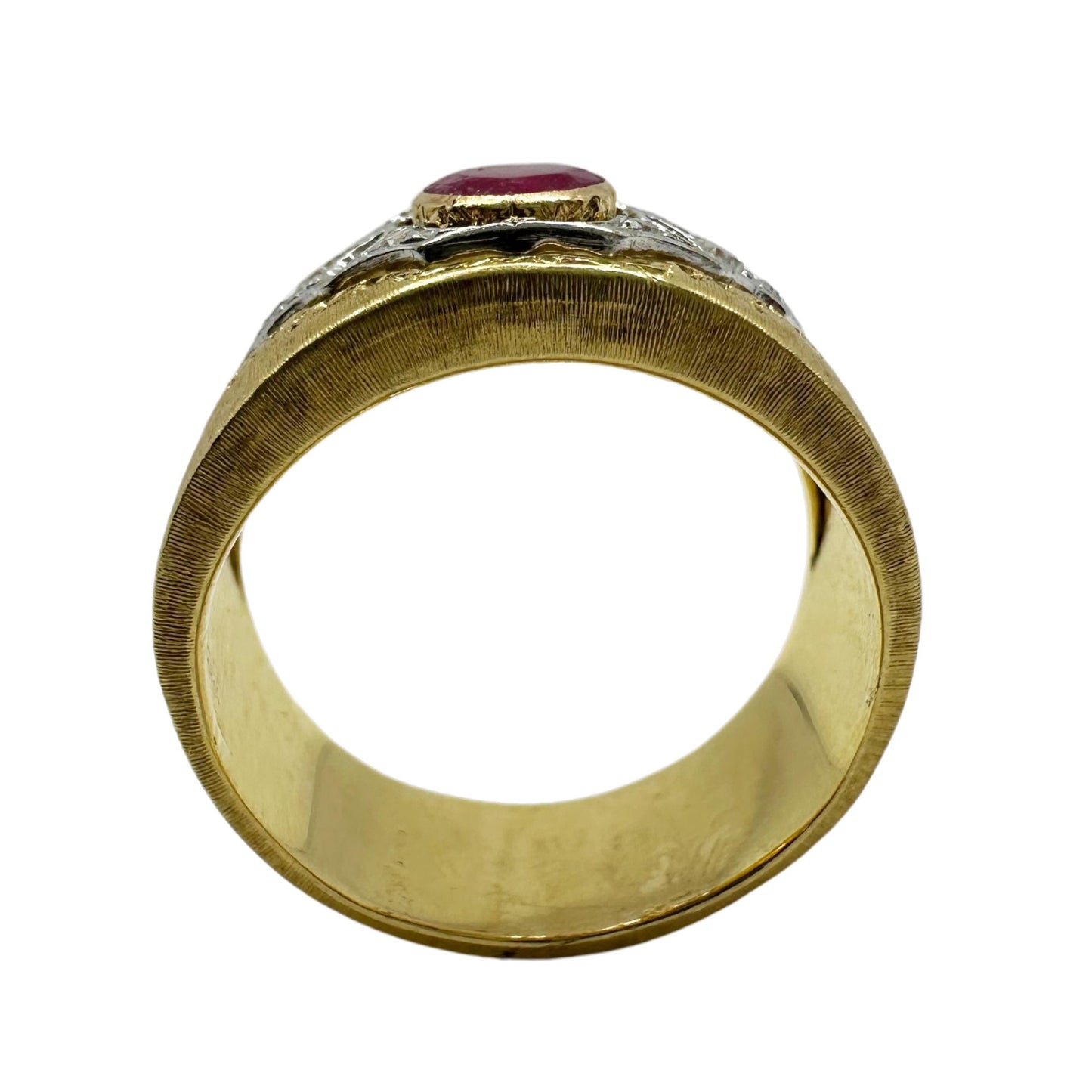 Buccellati Estate 18K Burma No Heat Ruby and Diamond Wide Band Ring with GIA
