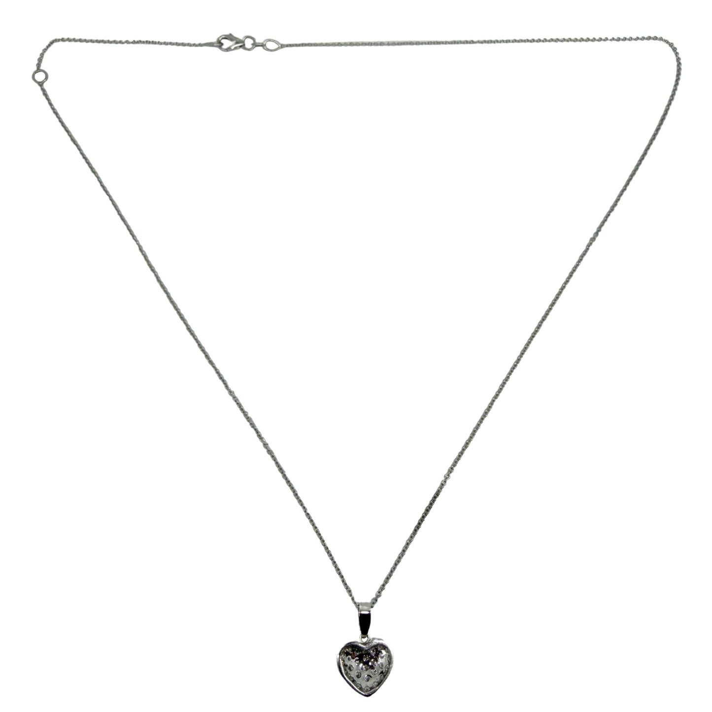 18K White Gold .58 Carat Diamond Heart Pendant Necklace
