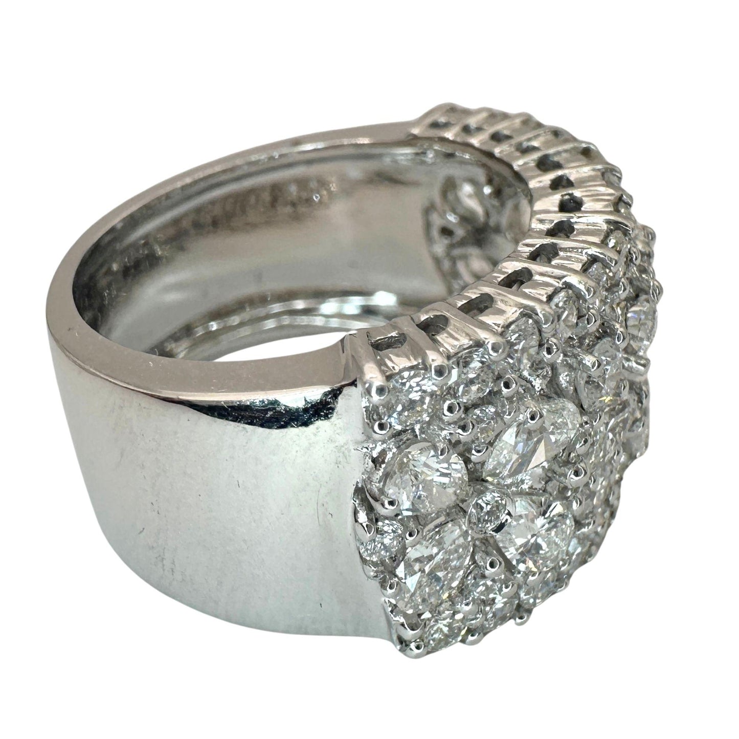 18k Pear and Marquise Cut Diamond Wide Band Ring