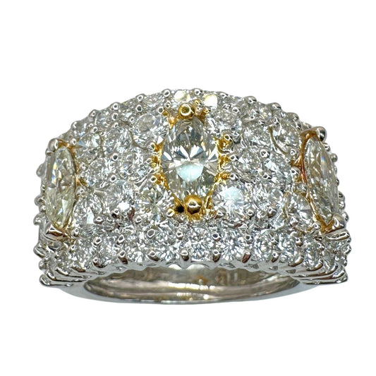 18k Marquise Cut Diamond Wide Band Ring