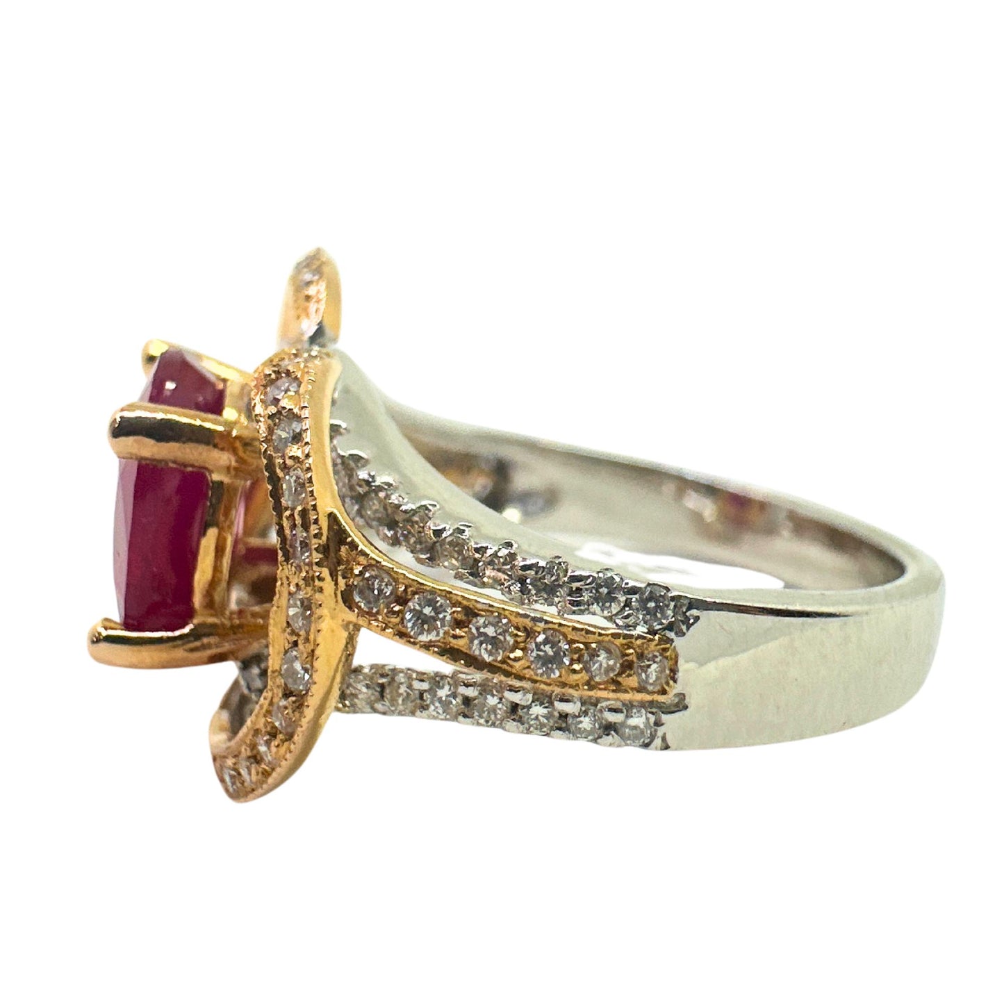 18K African Ruby and Diamond Ring
