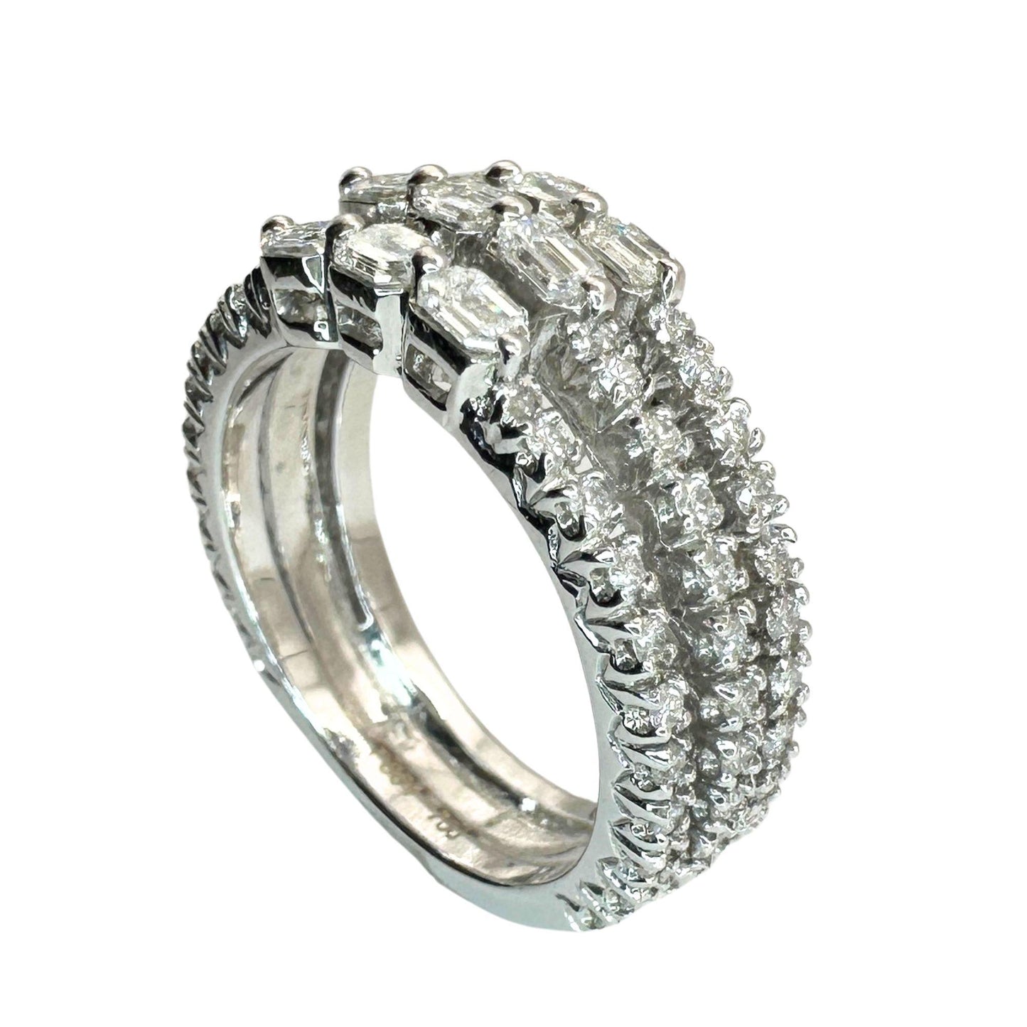 18k Emerald Cut Diamond Band Ring