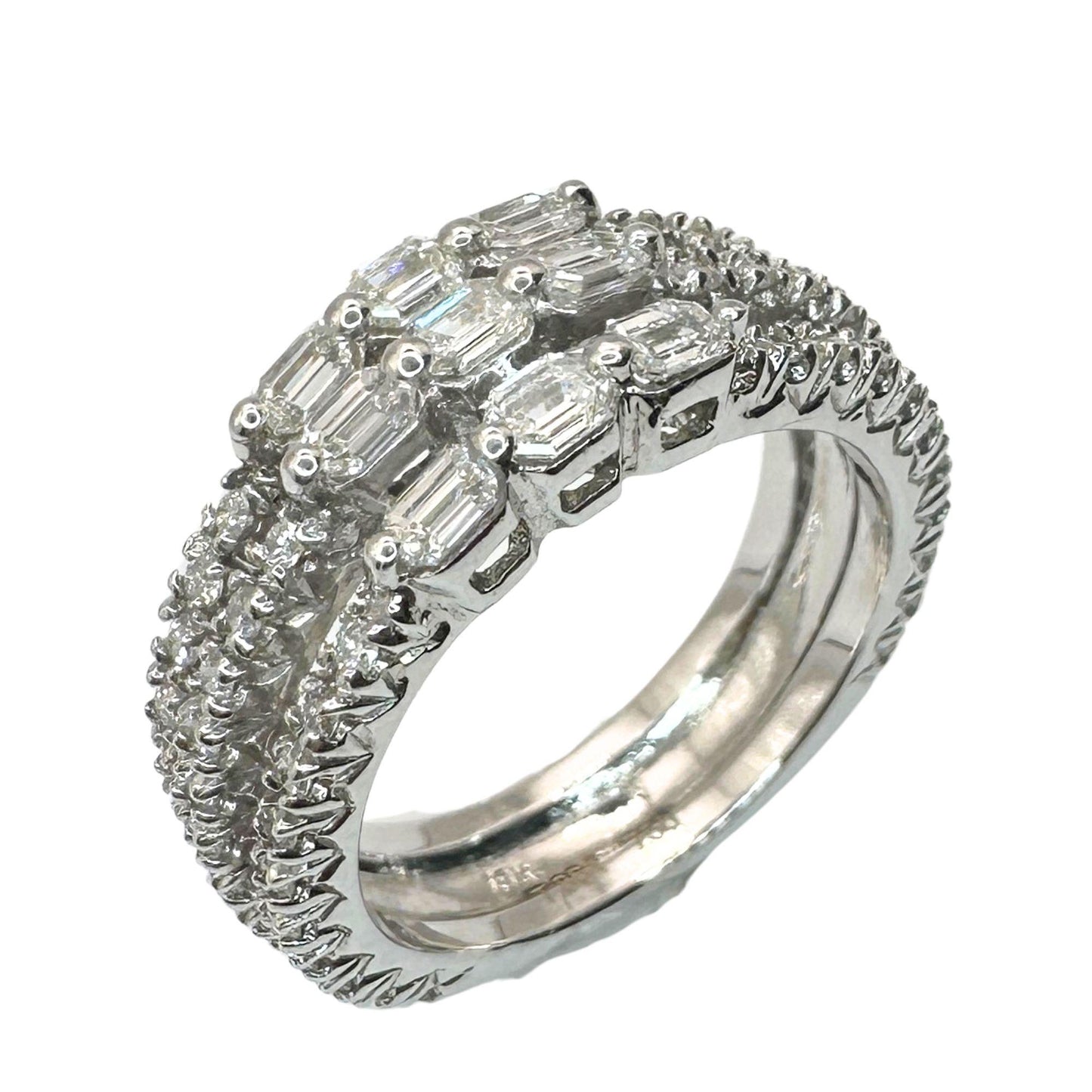 18k Emerald Cut Diamond Band Ring
