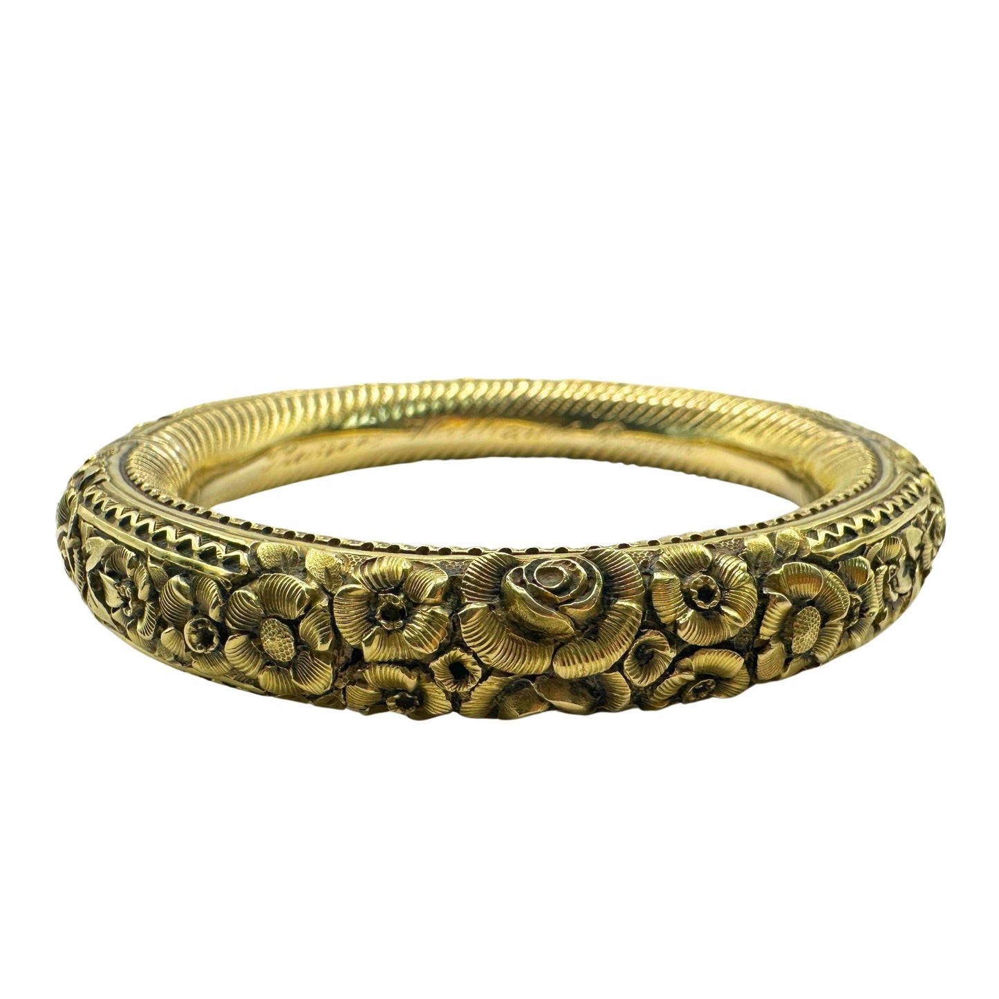 18k Estate Bangle with Floral Design