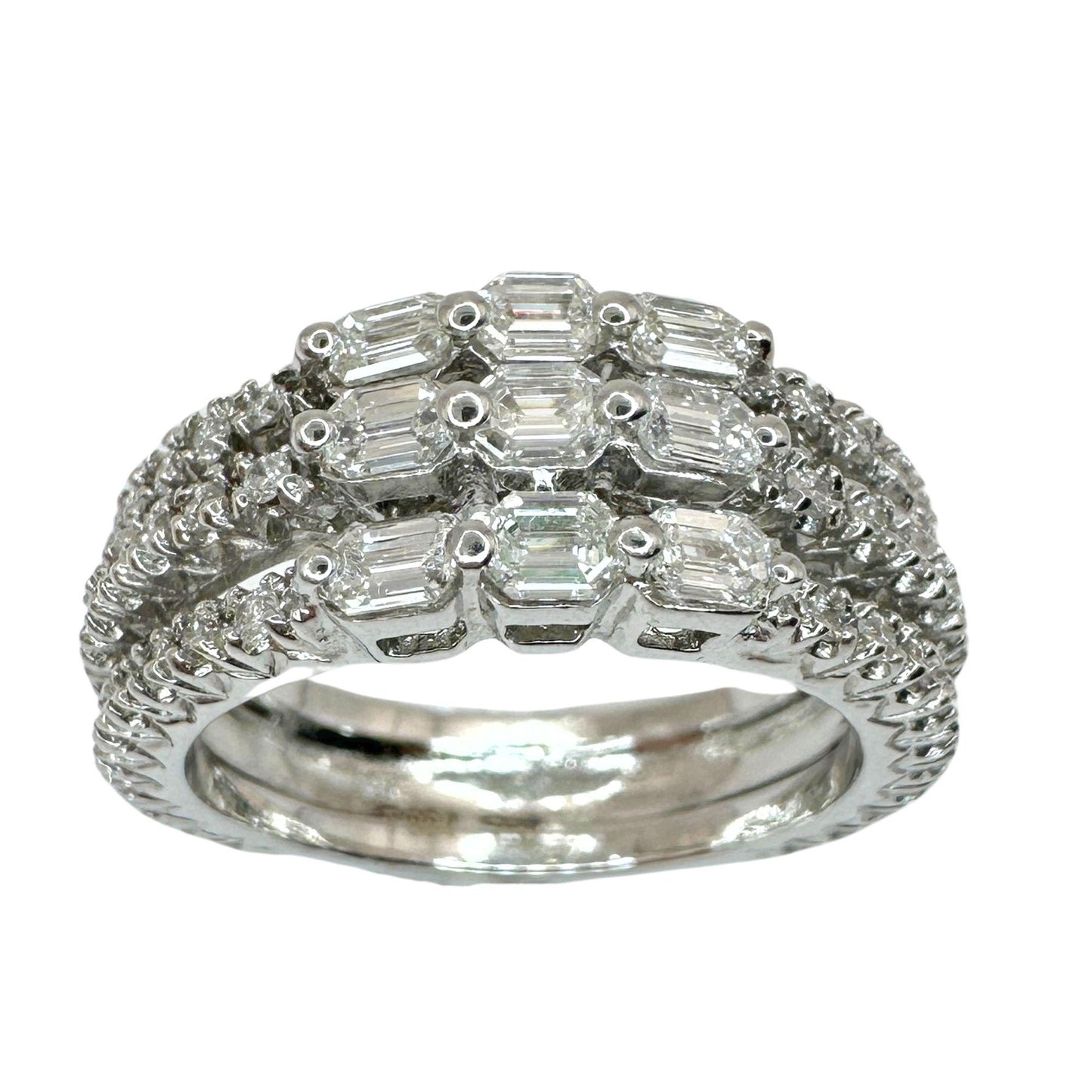 18k Emerald Cut Diamond Band Ring