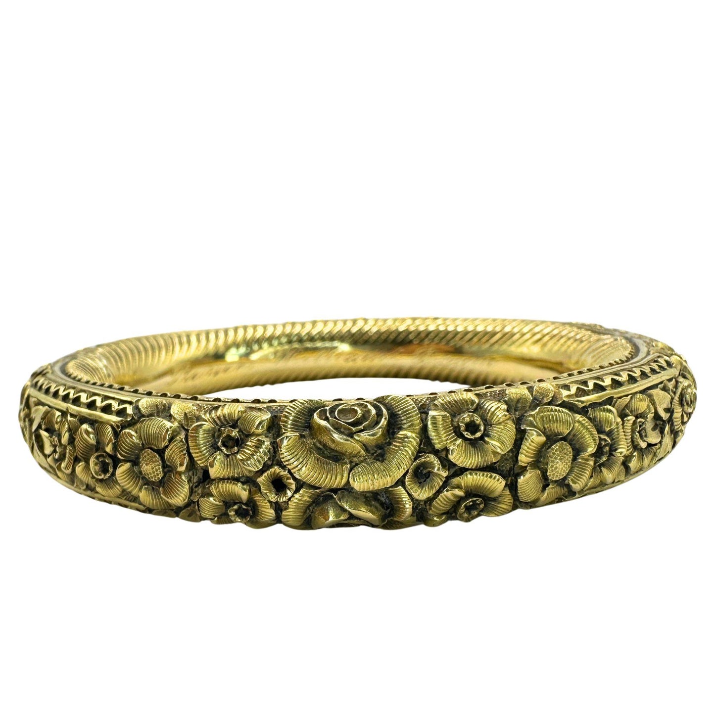 18k Estate Bangle with Floral Design
