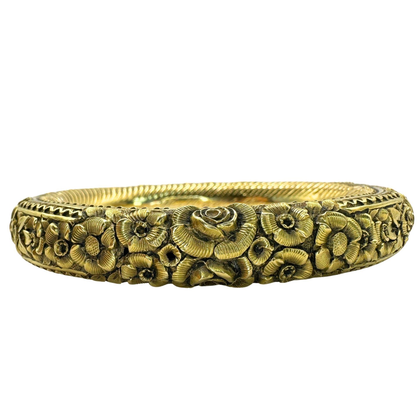 18k Estate Bangle with Floral Design