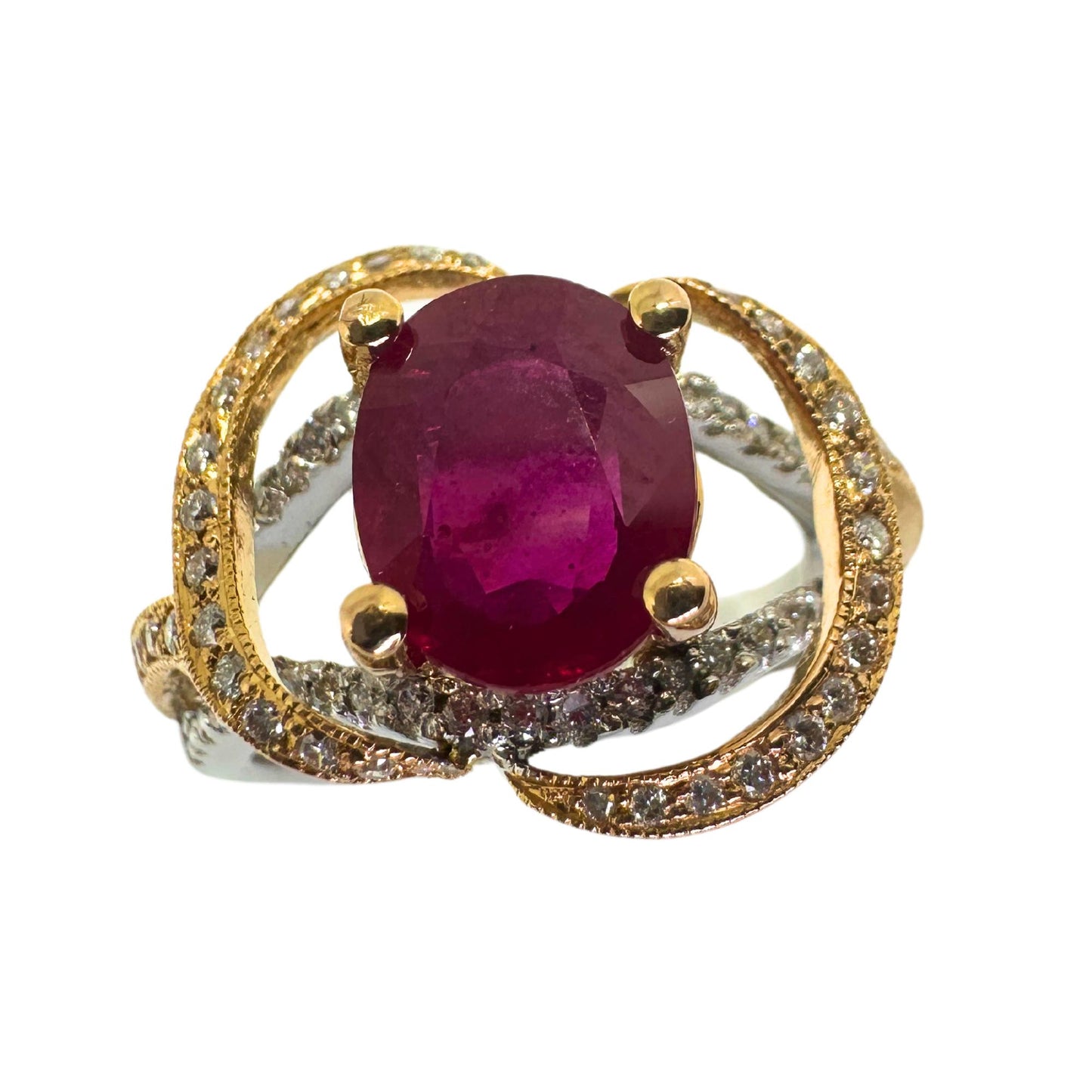 18K African Ruby and Diamond Ring