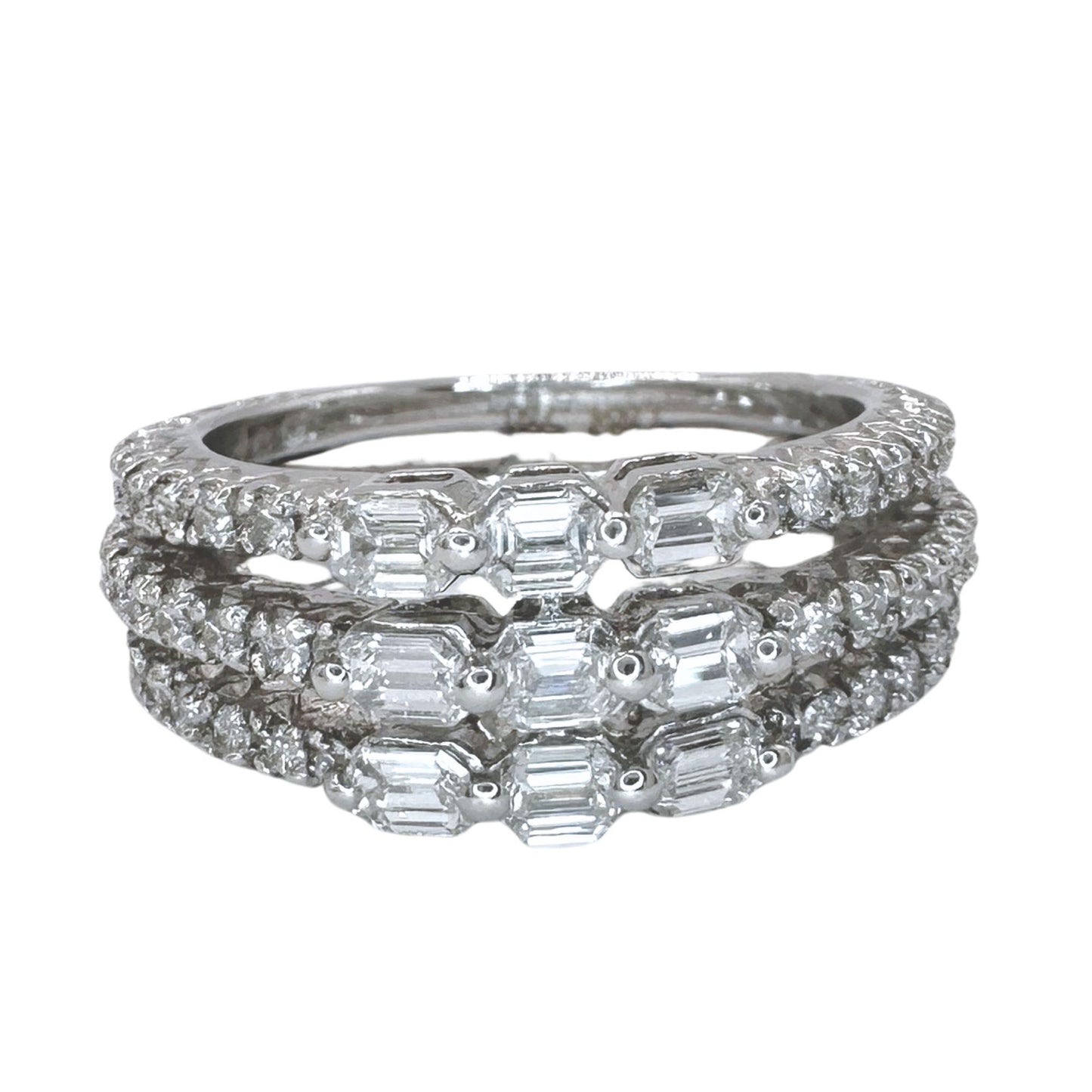 18k Emerald Cut Diamond Band Ring