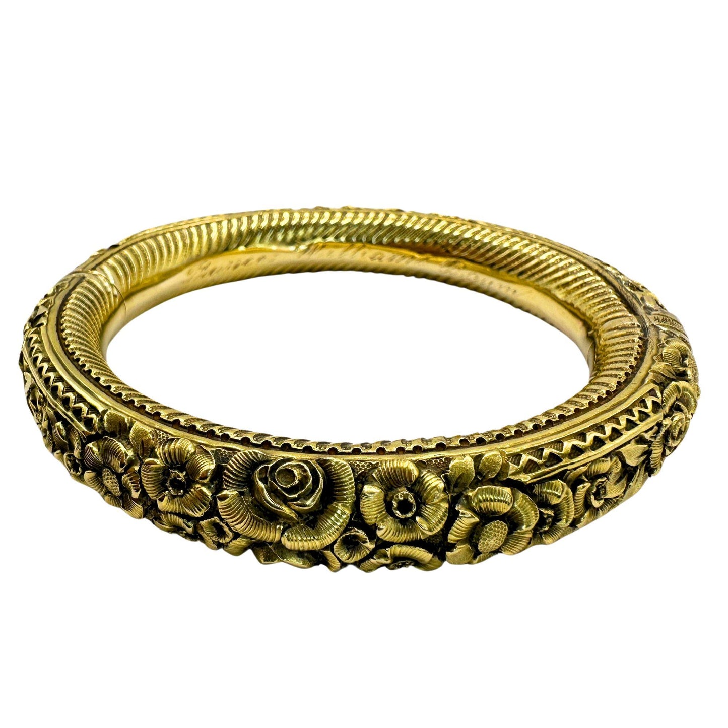 18k Estate Bangle with Floral Design