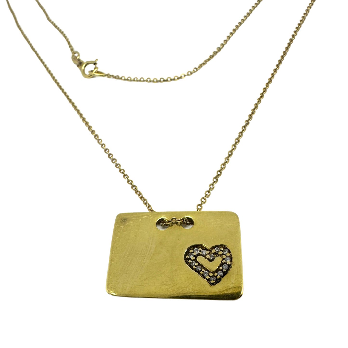 14K Yellow Gold Heart Tag Pendant Necklace