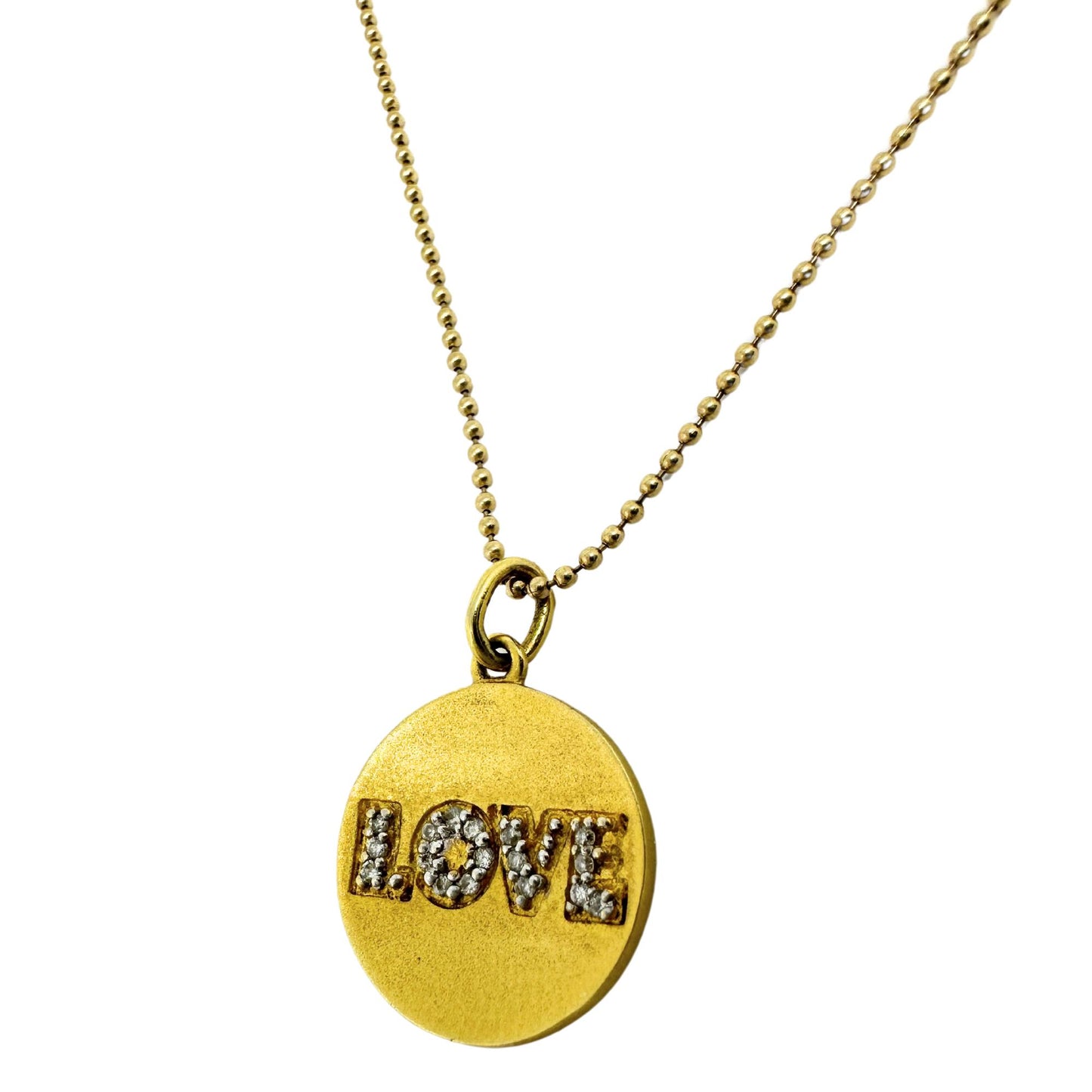 14K Yellow Gold Diamond Love Pendant Necklace