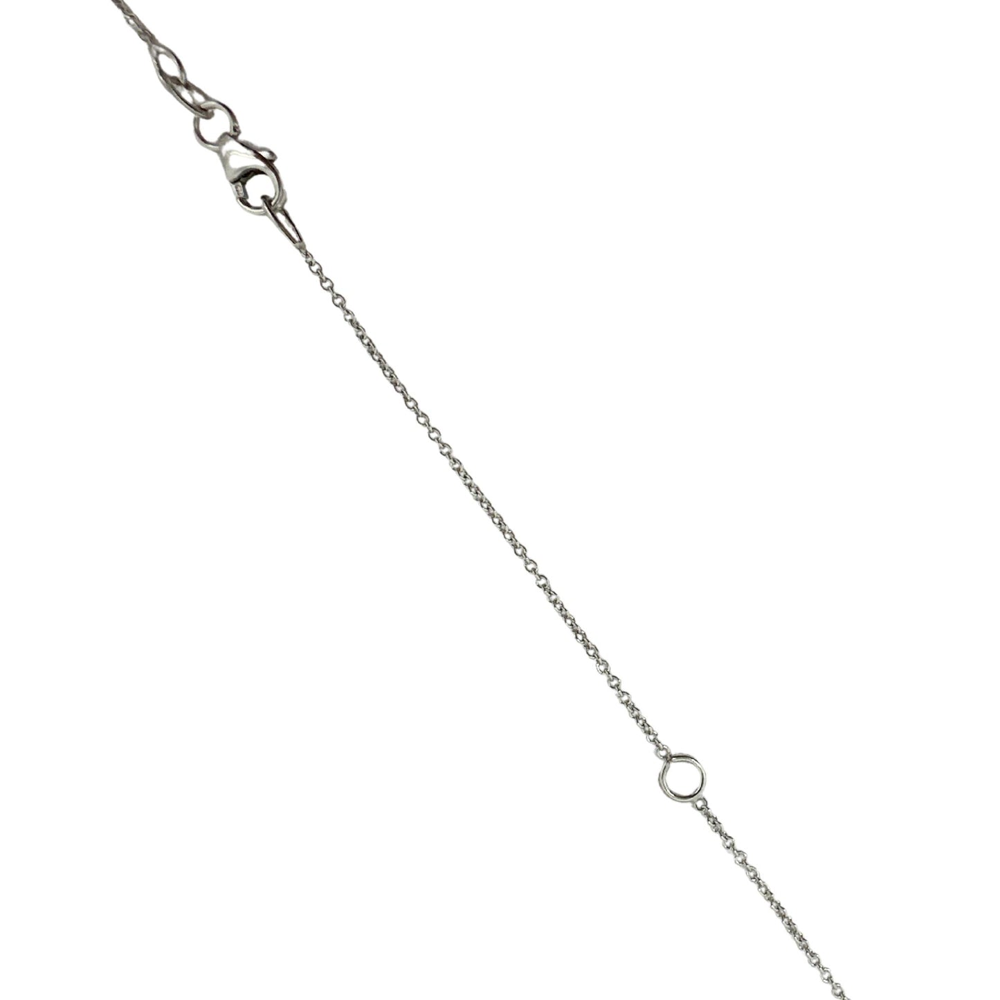 18K White Gold Diamond Pearl Tear Drop Heart Pendant Necklace