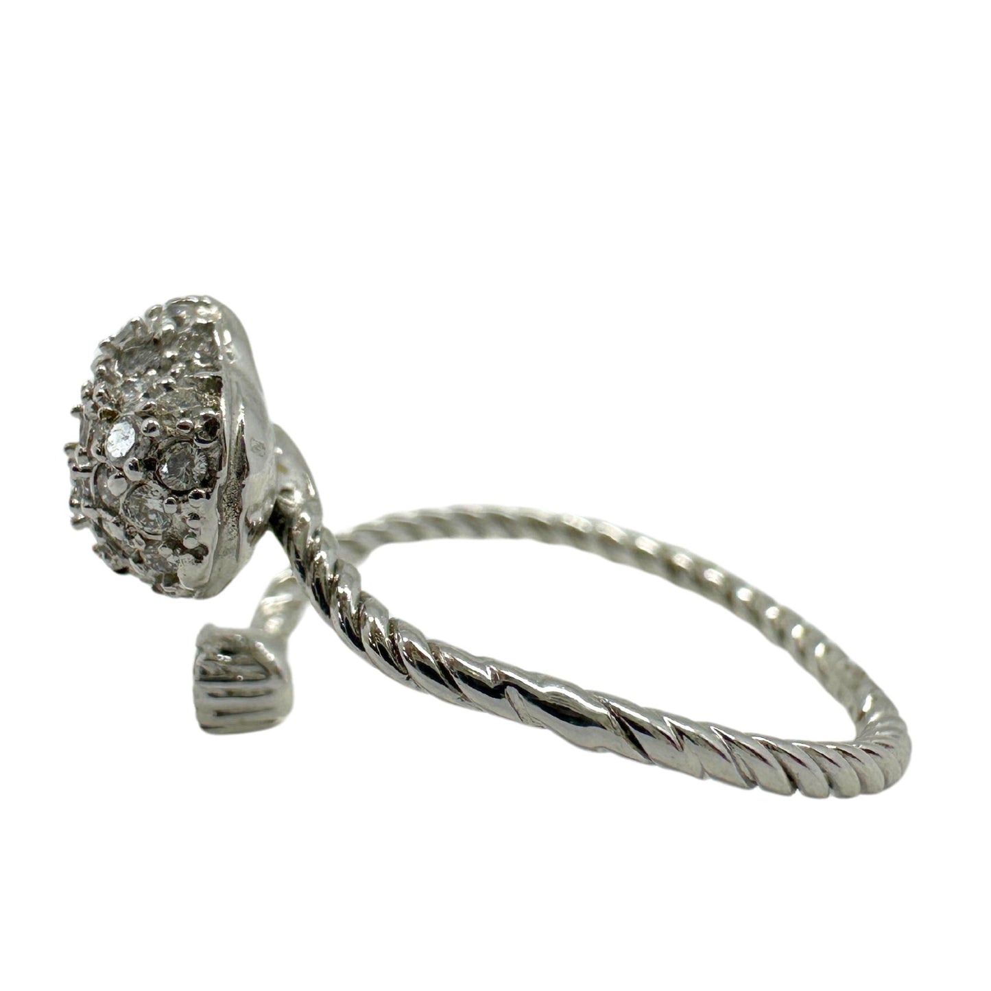 18K White Gold Diamond Heart Bypass Ring